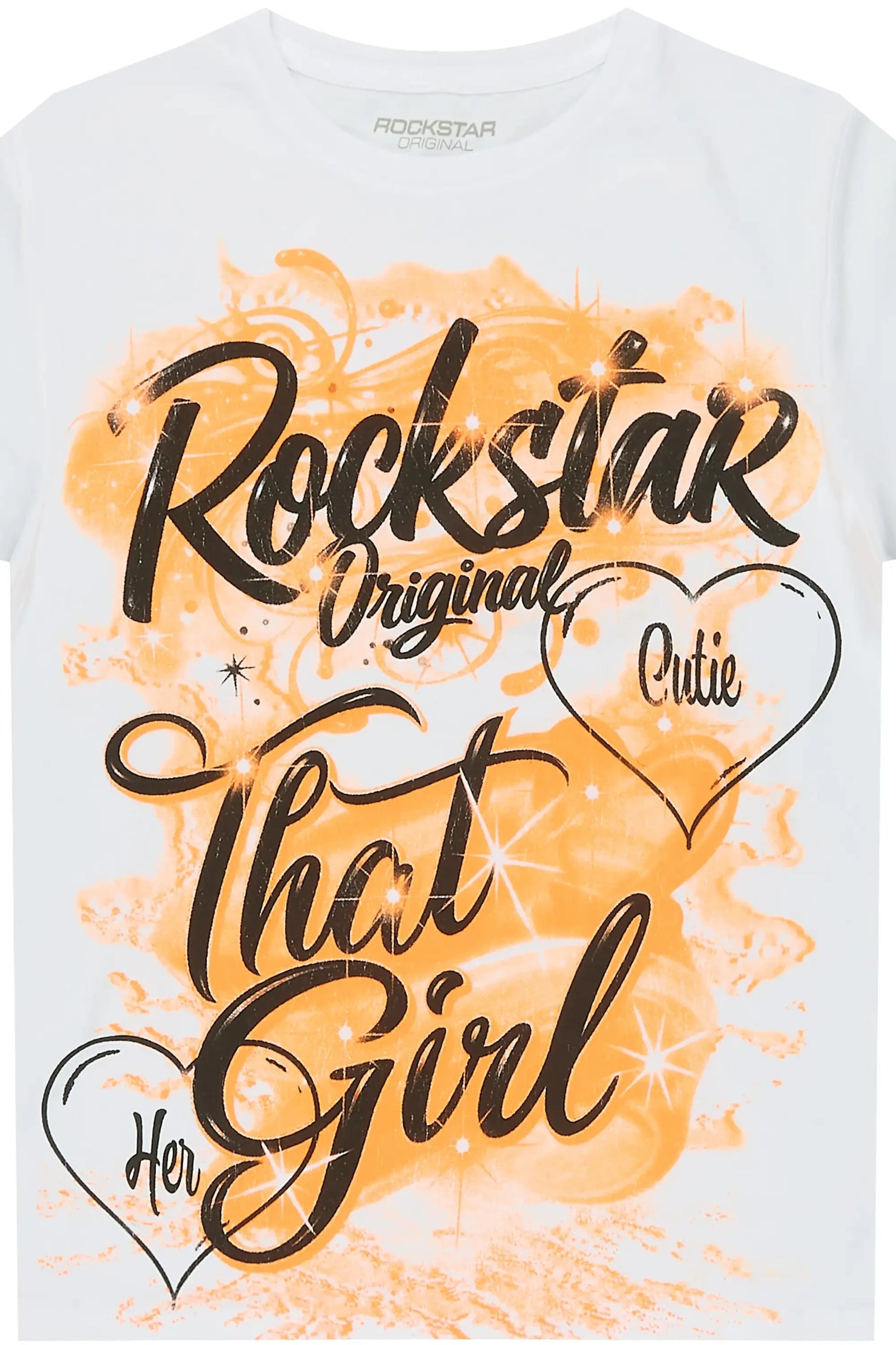 Girls Skye White/Orange Graphic T-Shirt