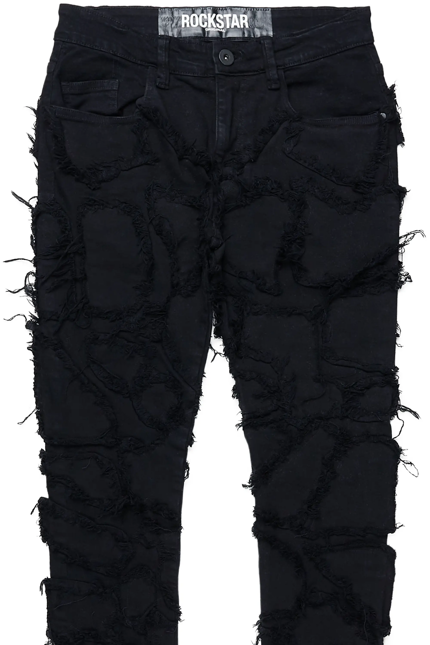 Hakim Jet Black Patchwork Skinny Fit Jean