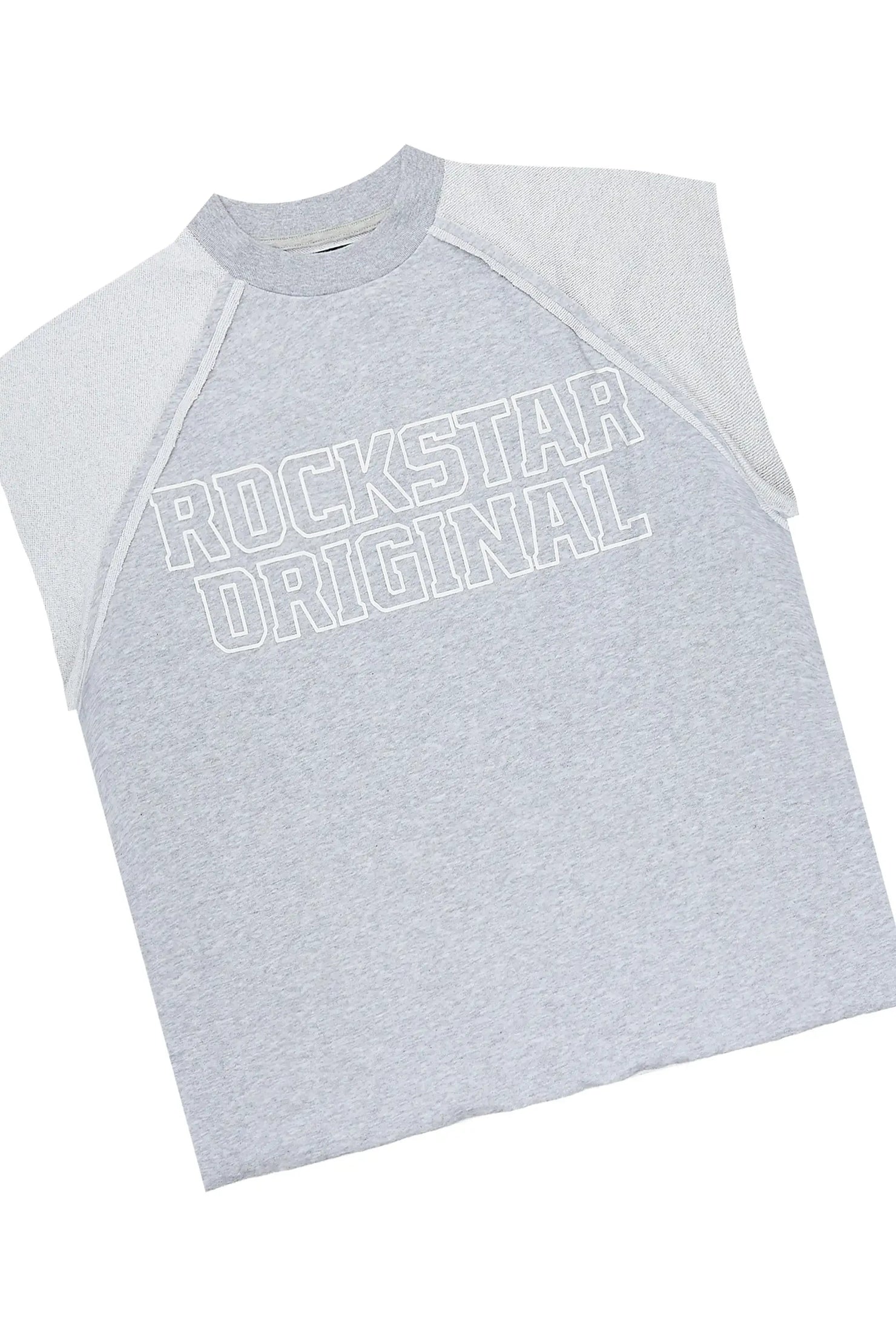 Essential Heather Grey Cut Sleeve T-Shirt/Short Set