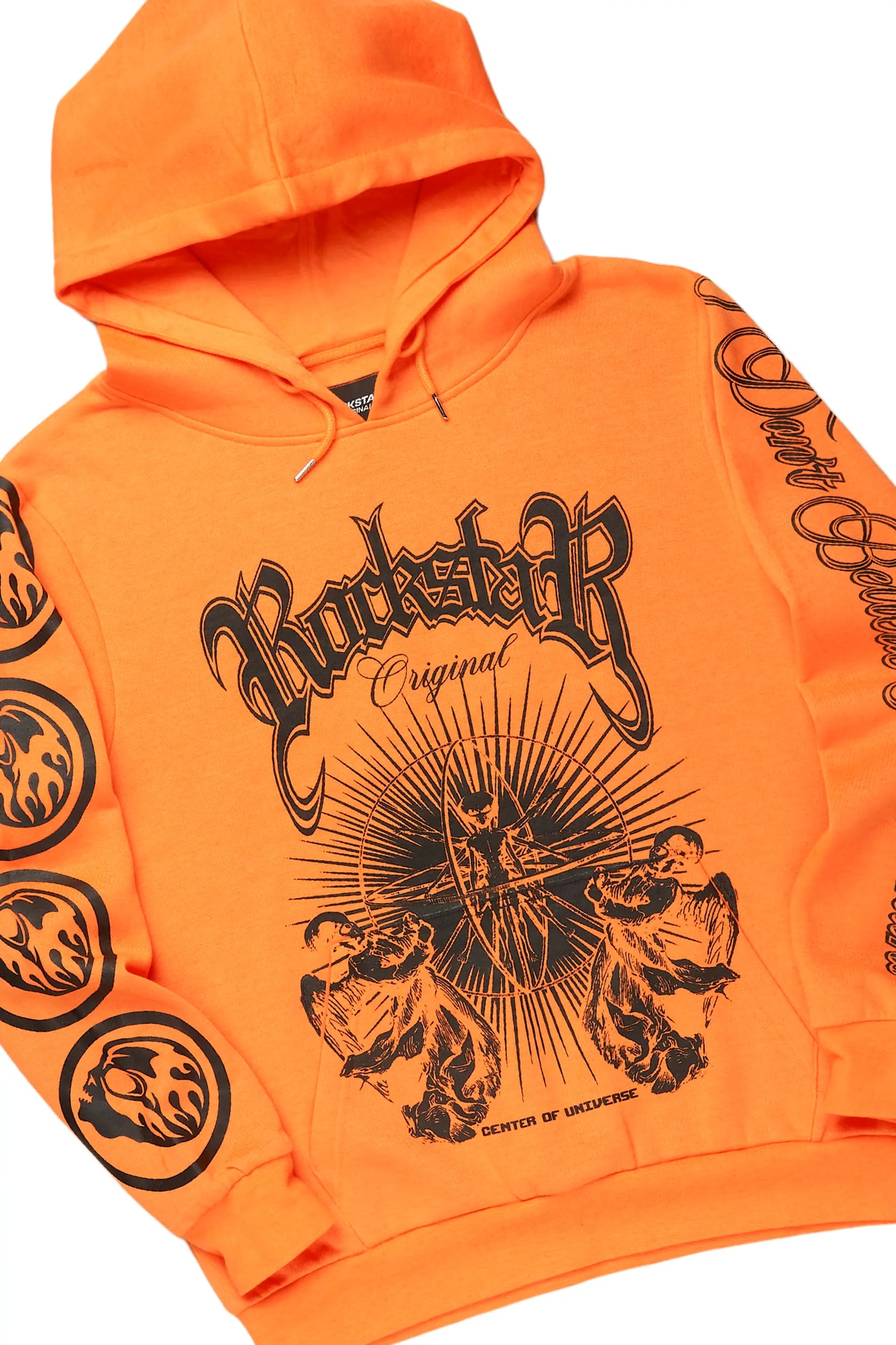 Yarden Orange Graphic Hoodie/Stacked Flare Pant Track Set