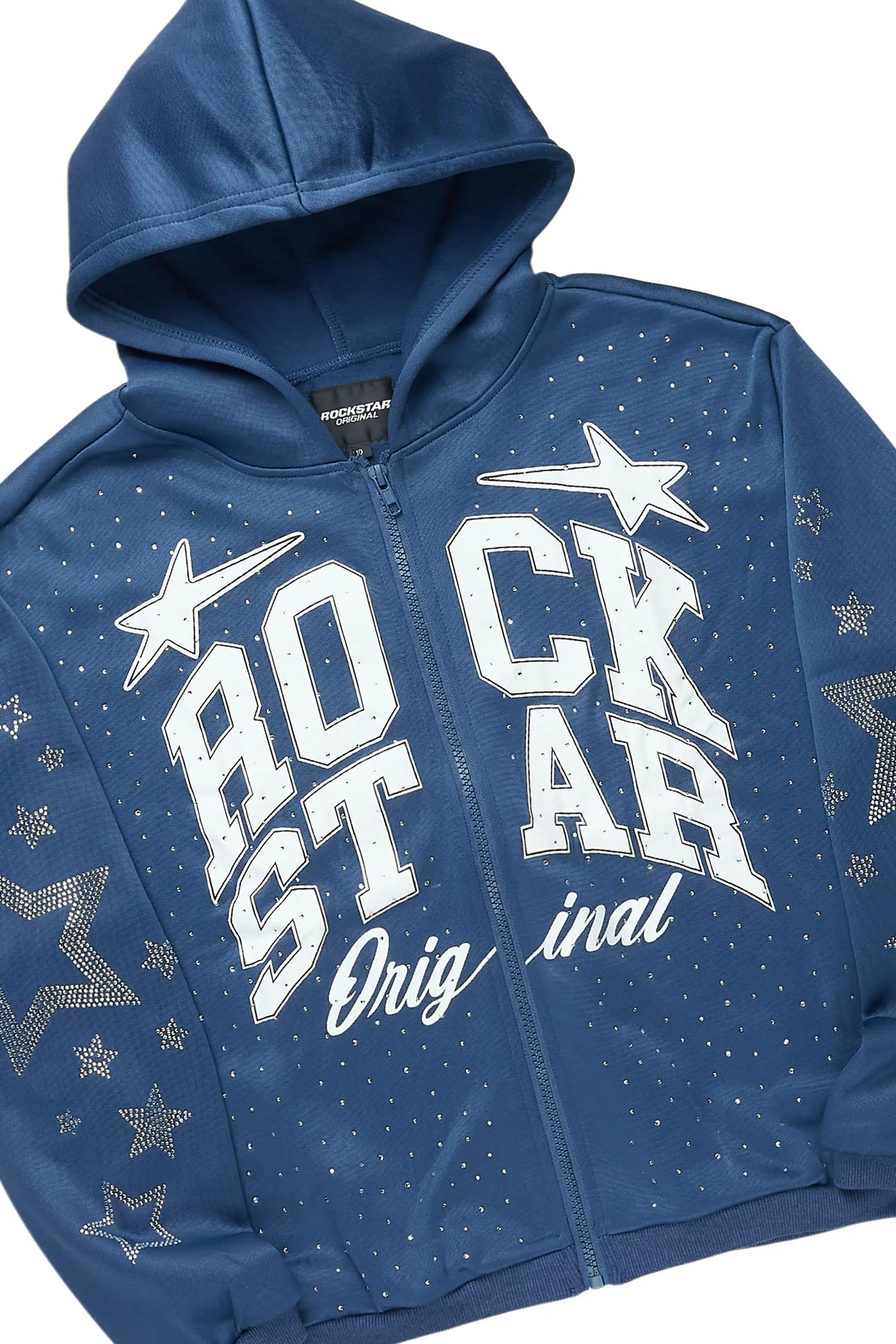 Boys Flaveyo Blue/White Rhinestone Stacked Track Set