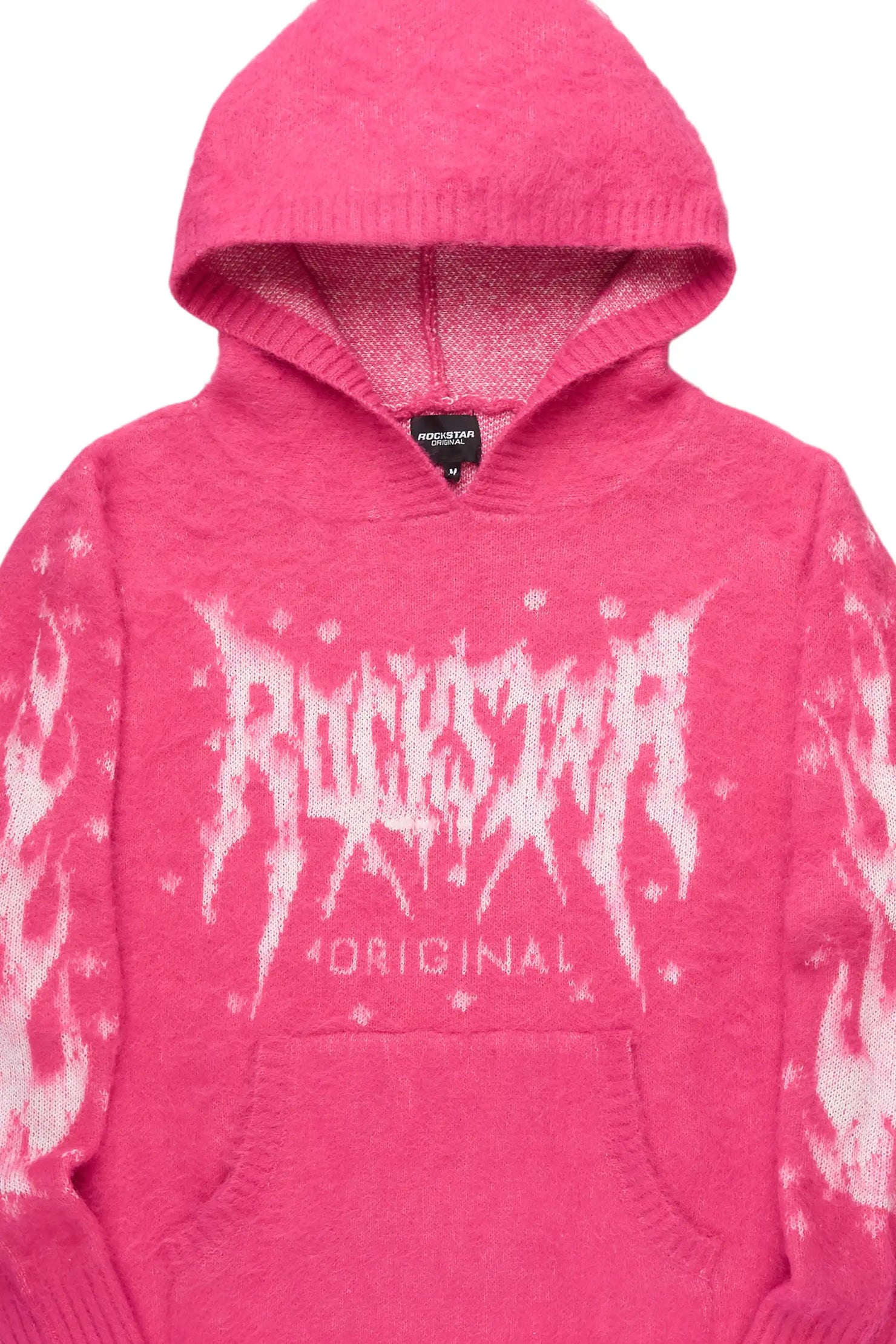 Keshay Pink Graphic Knit Hoodie
