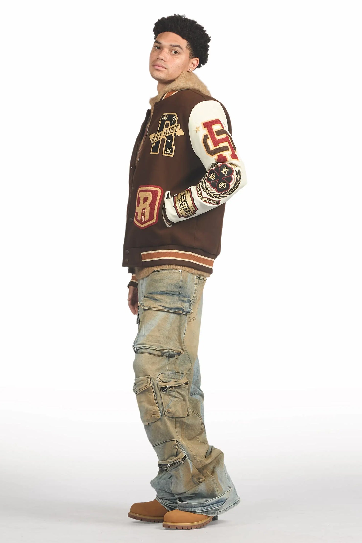 Hakon Beige Graphic Knitted Hoodie