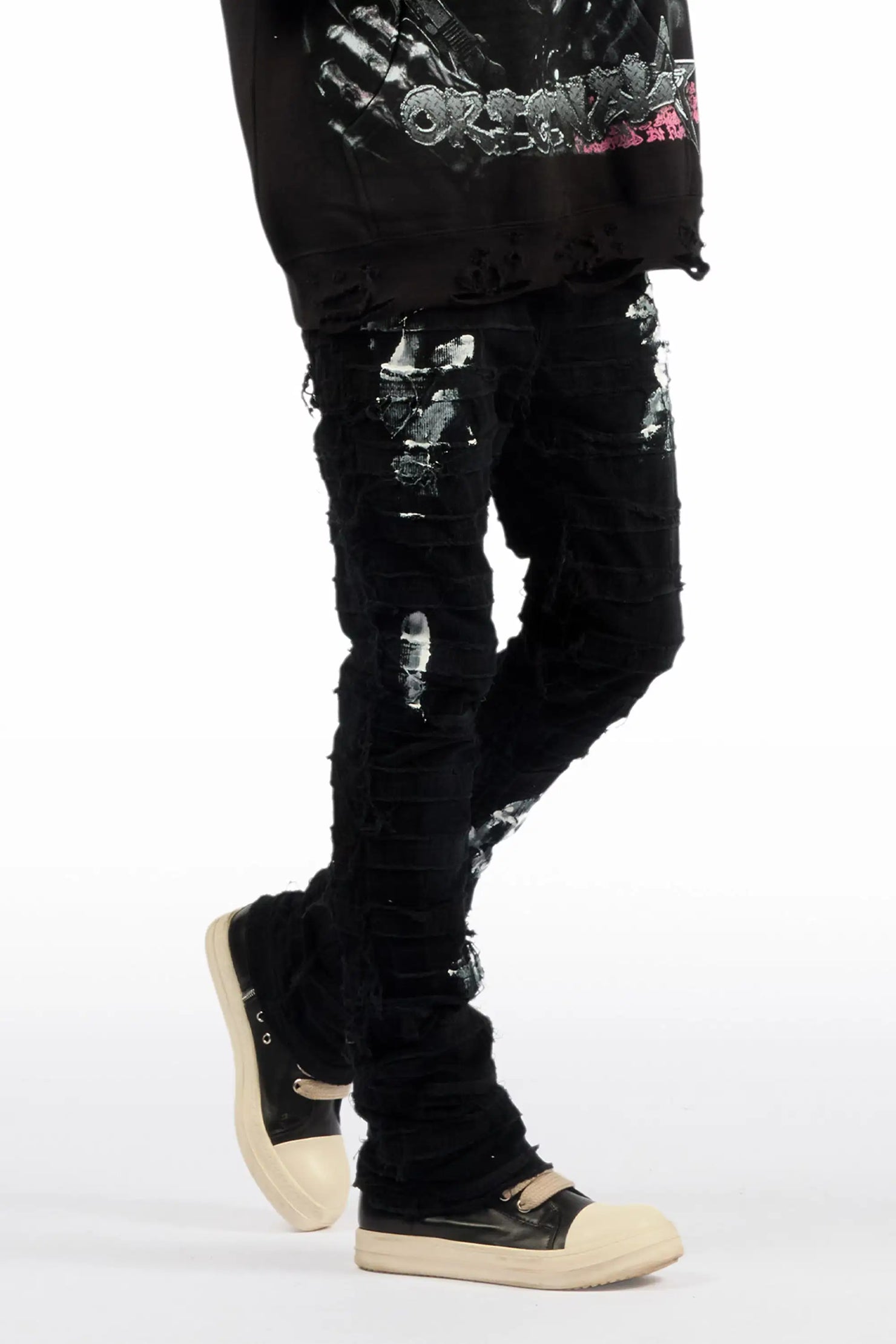 Garson Black Painter Stacked Flare Corduroy Pant