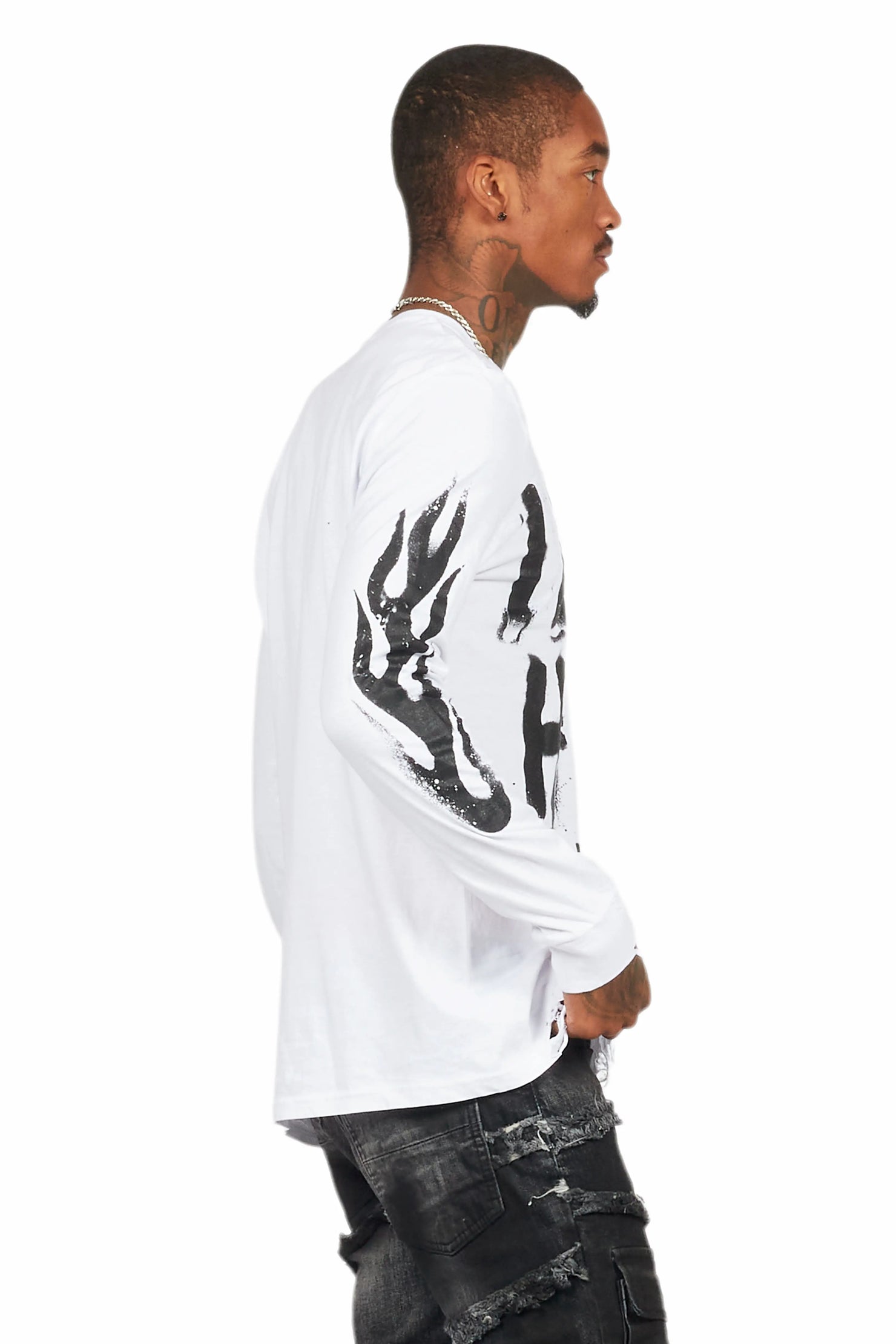 Banyan White Long Sleeve Graphic T-Shirt