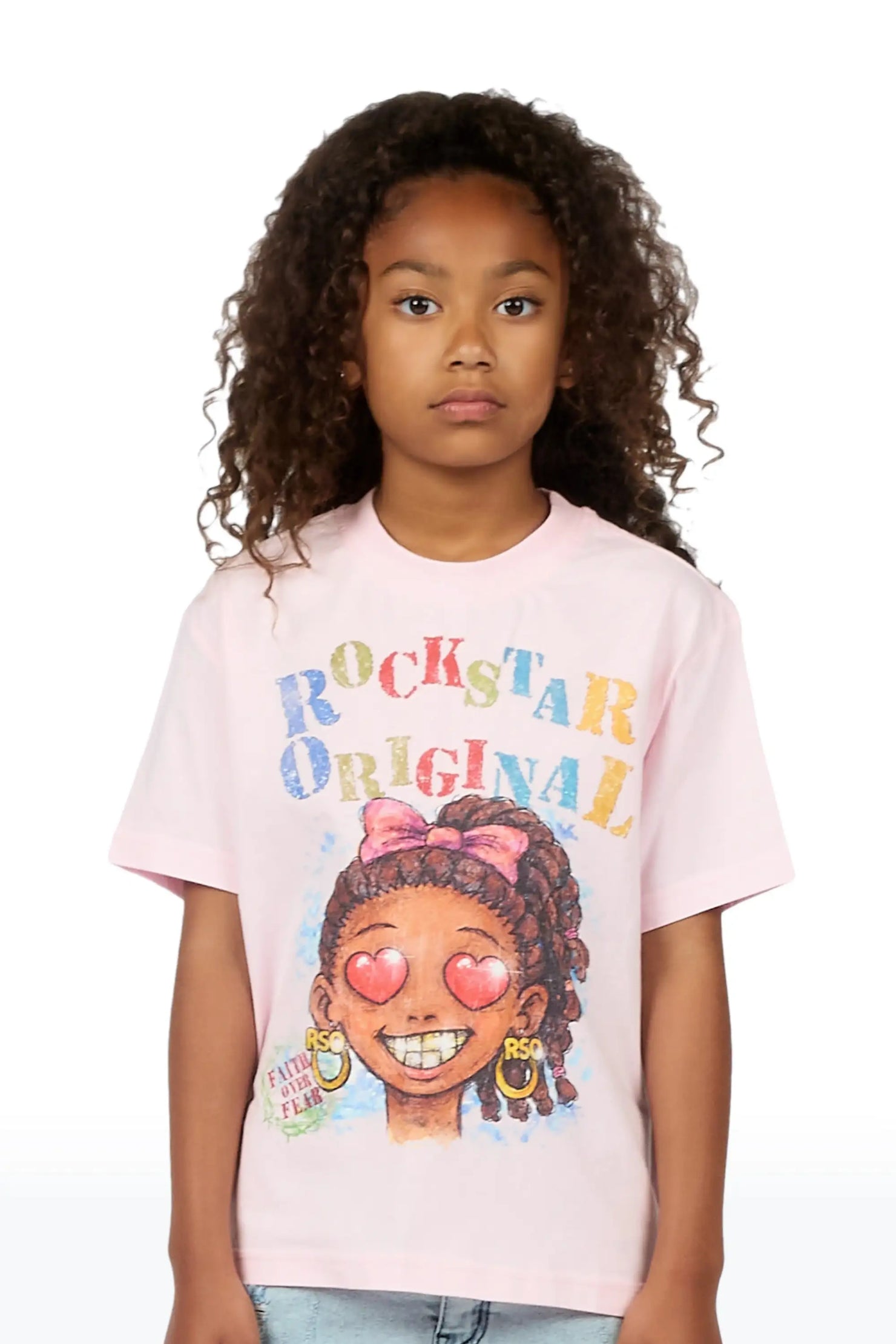 Girls Jaggy Light Pink Graphic T-Shirt