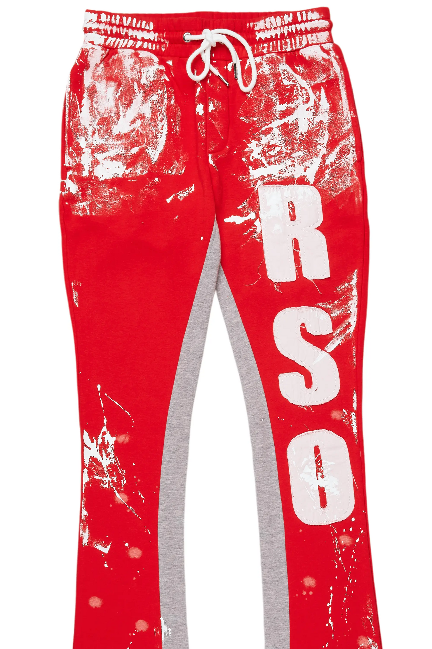 Vassar Red Patchwork Stacked Flare Track Pant