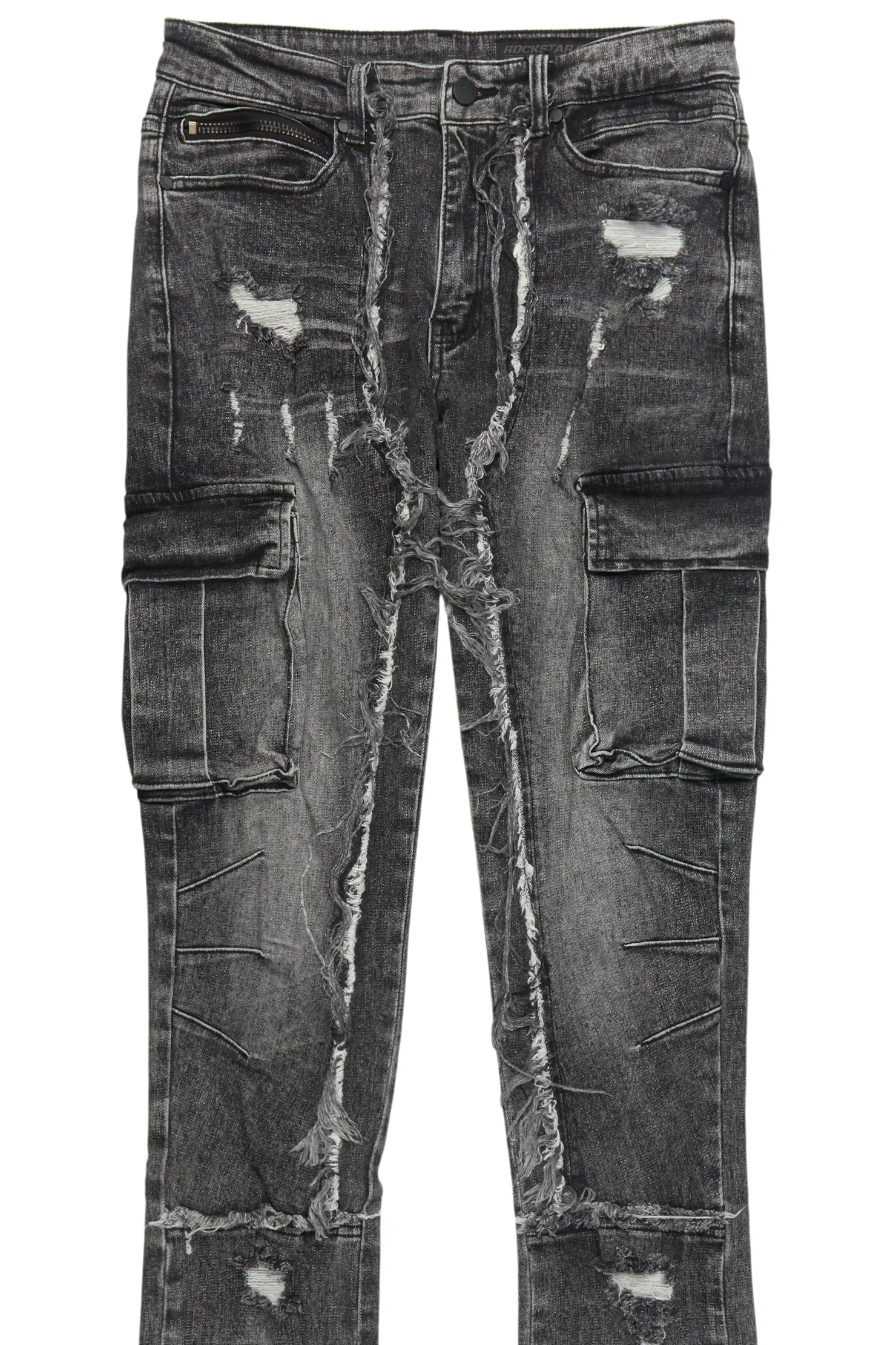 Aftermath Dark Grey Stacked Flare Jean