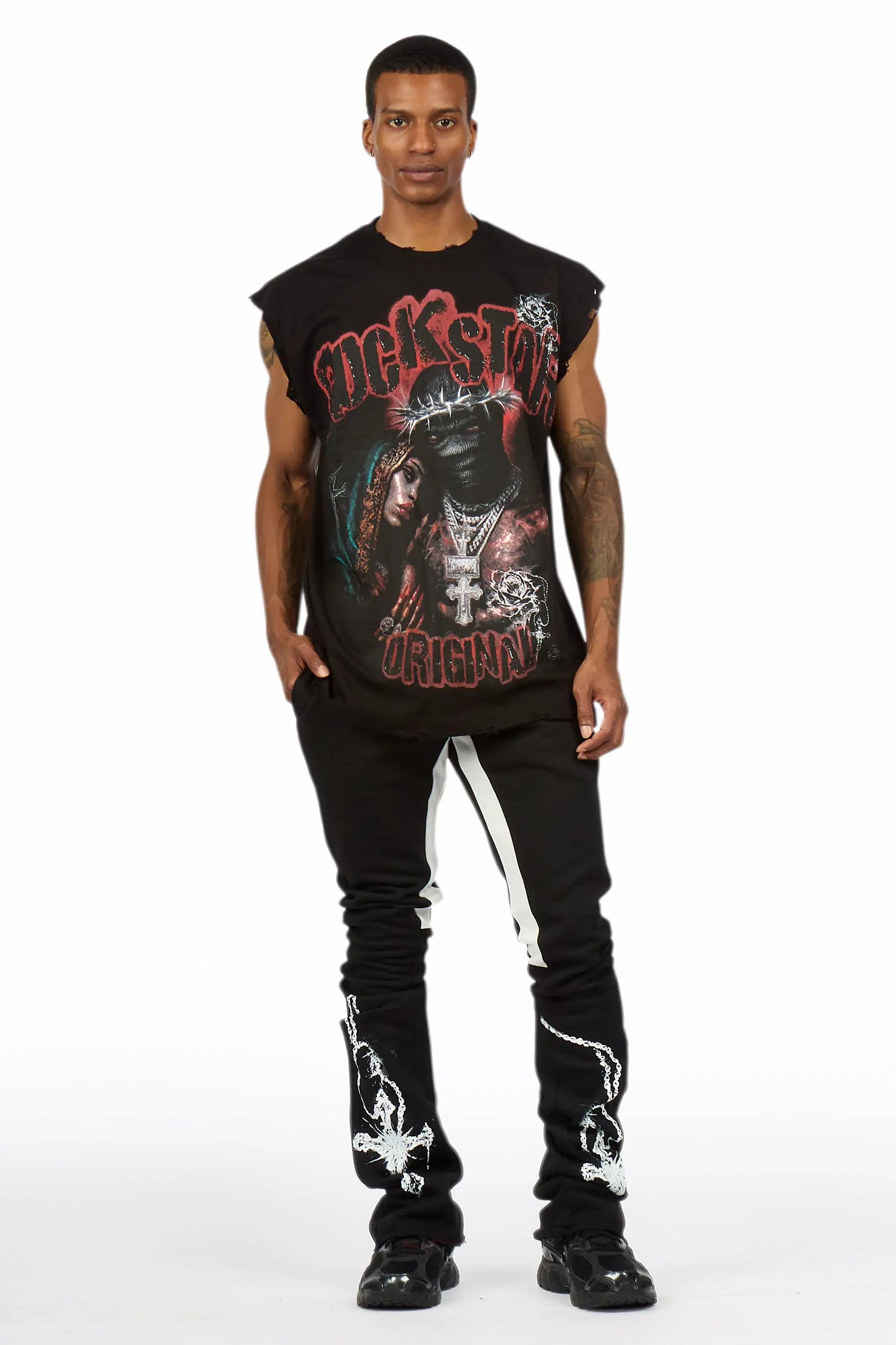 Vontae Black Cut Sleeve/Stacked Flare Track Set