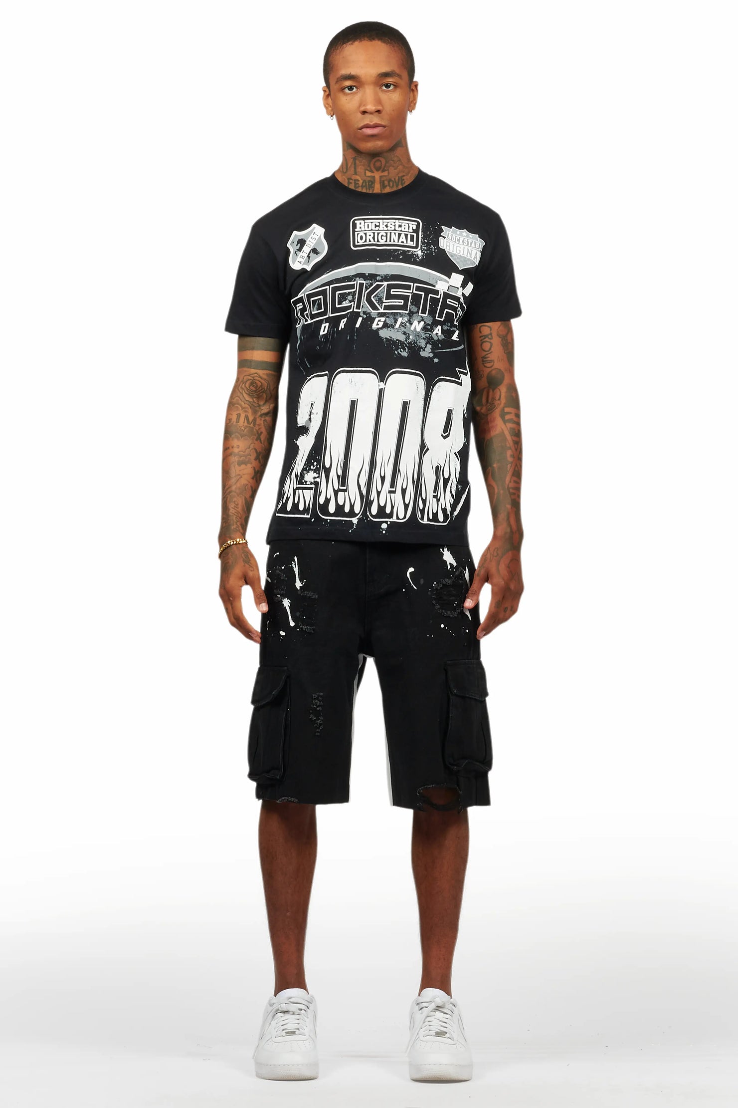 Amos Black T-Shirt/Denim Short Set