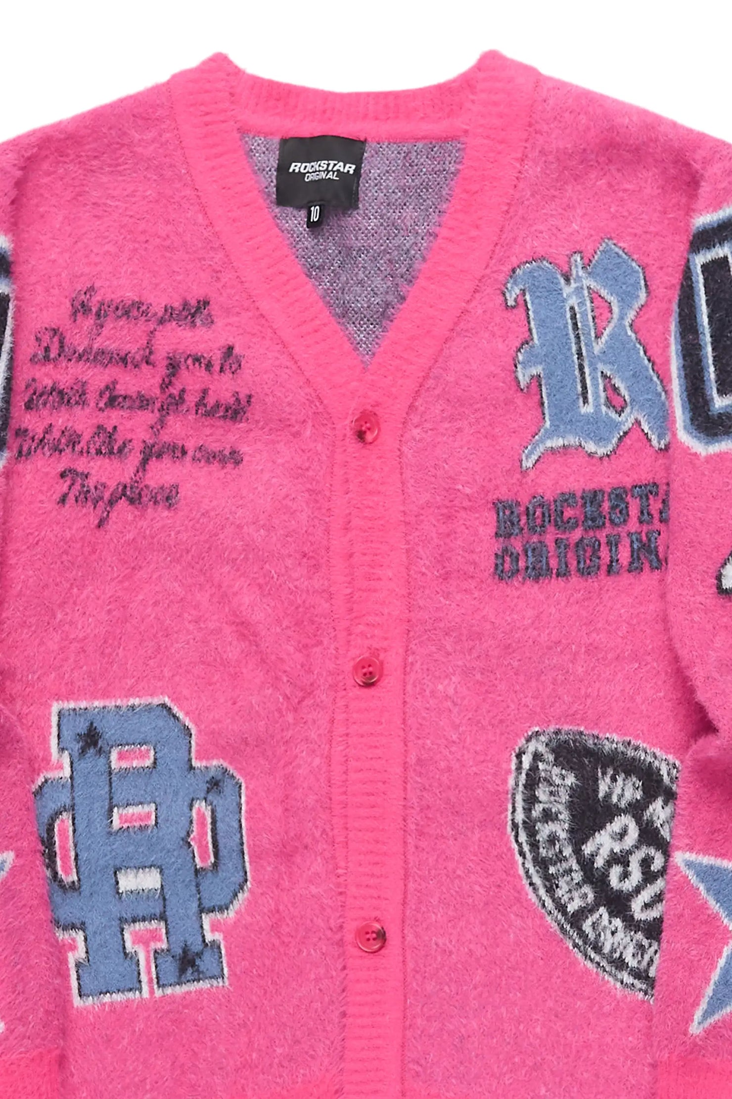 Girls Delling Pink Mohair Knit Cardigan