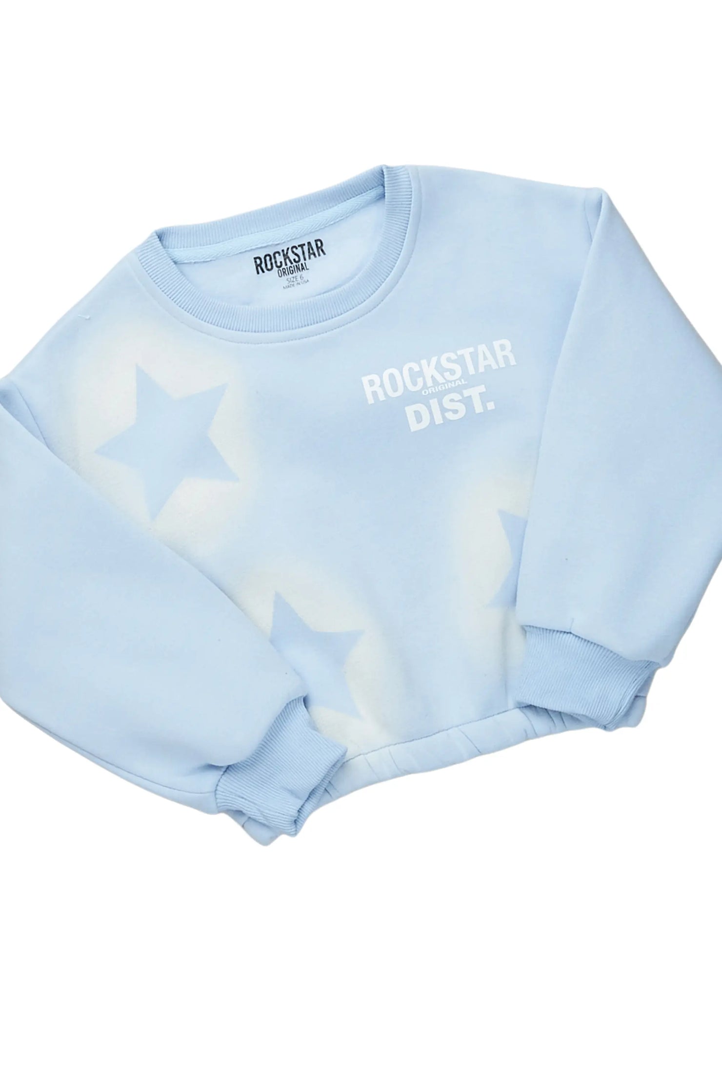 Girls Dally Light Blue Crop Top Short Set