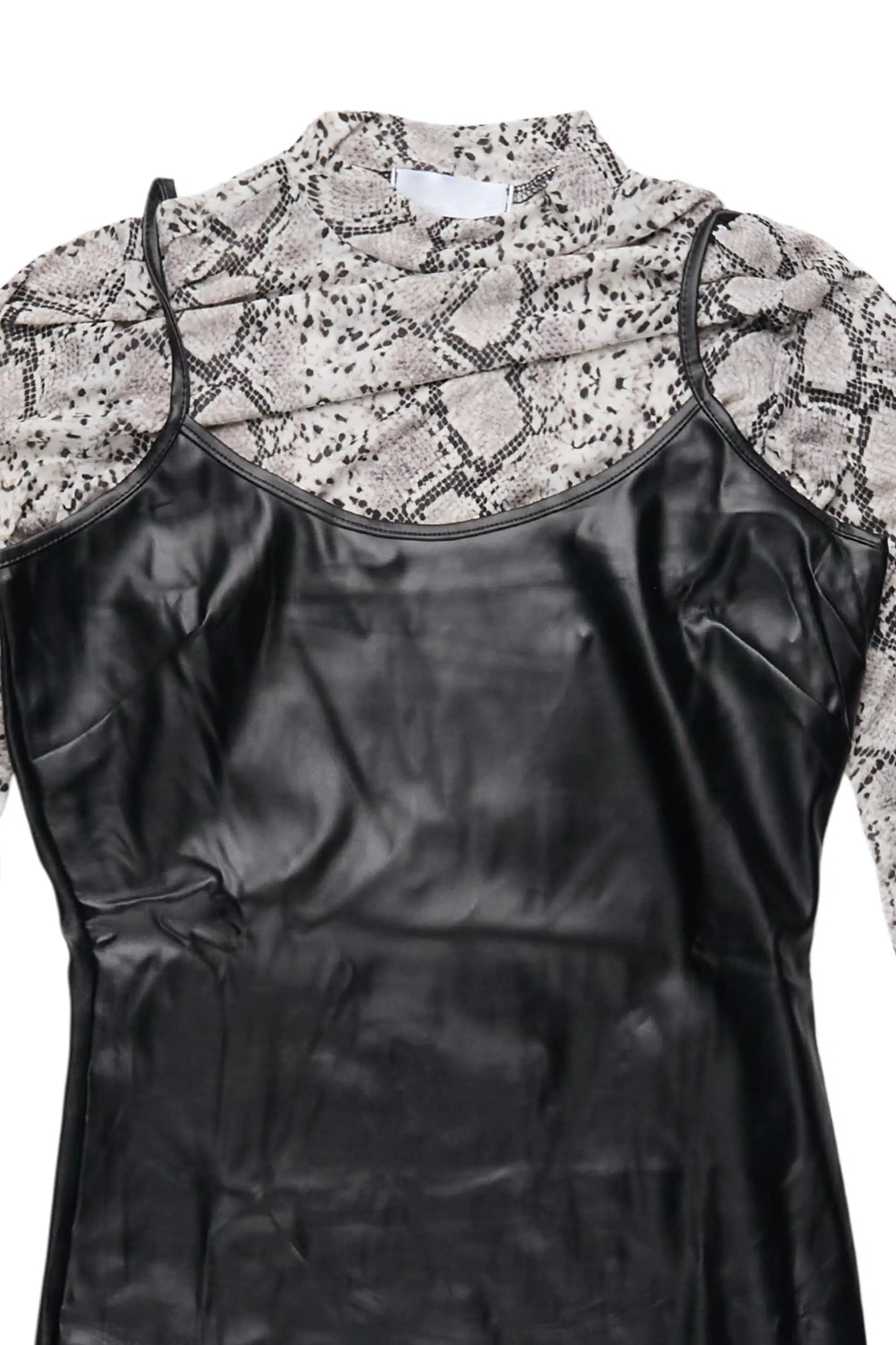Chanti Black/Snake Long Sleeve Mini Dress