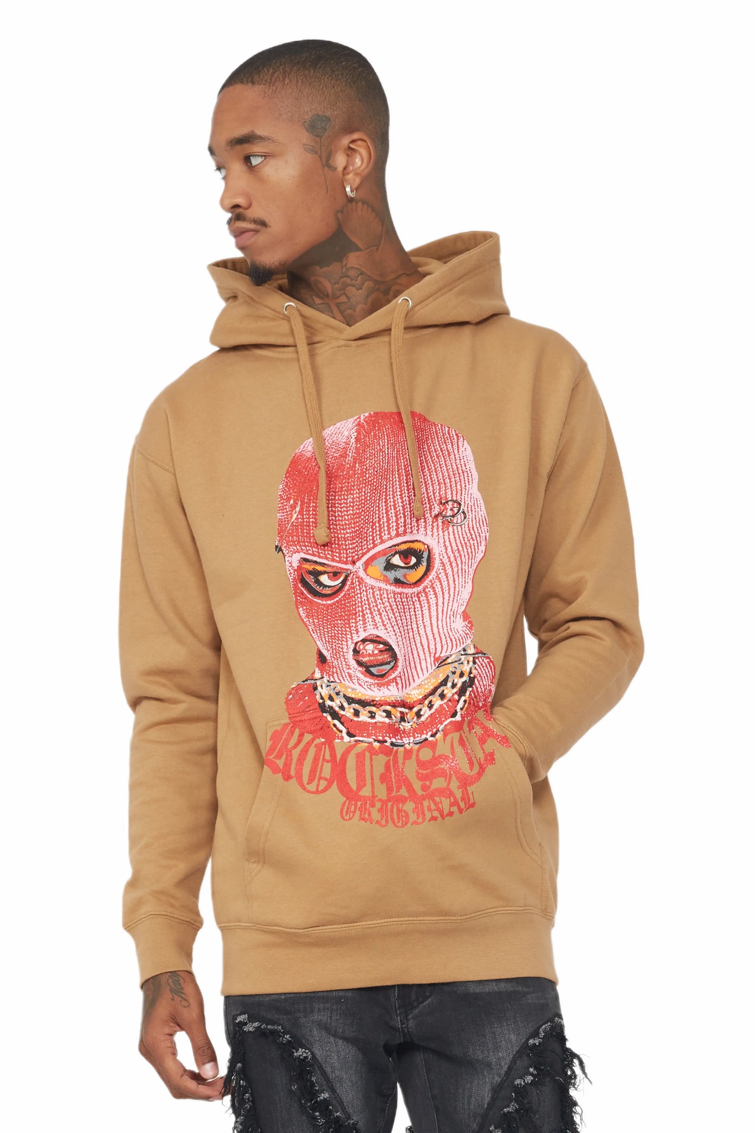 Murdra Beige Graphic Hoodie