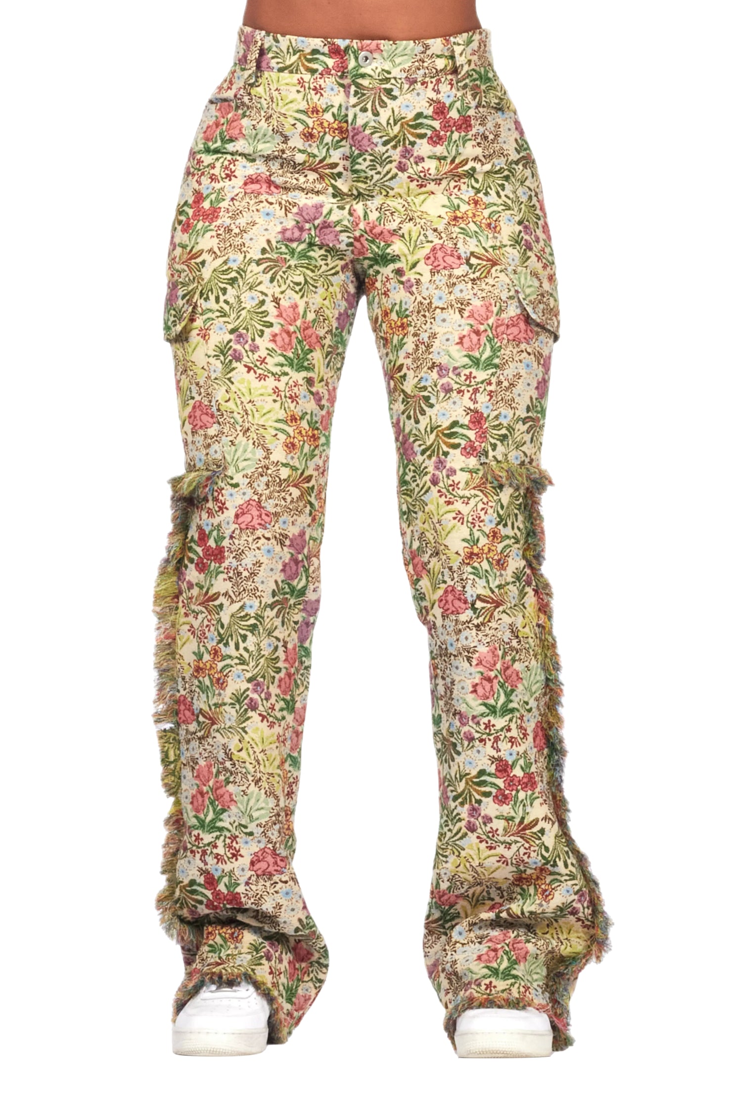 Tamia Beige Floral Tapestry Stacked Pant