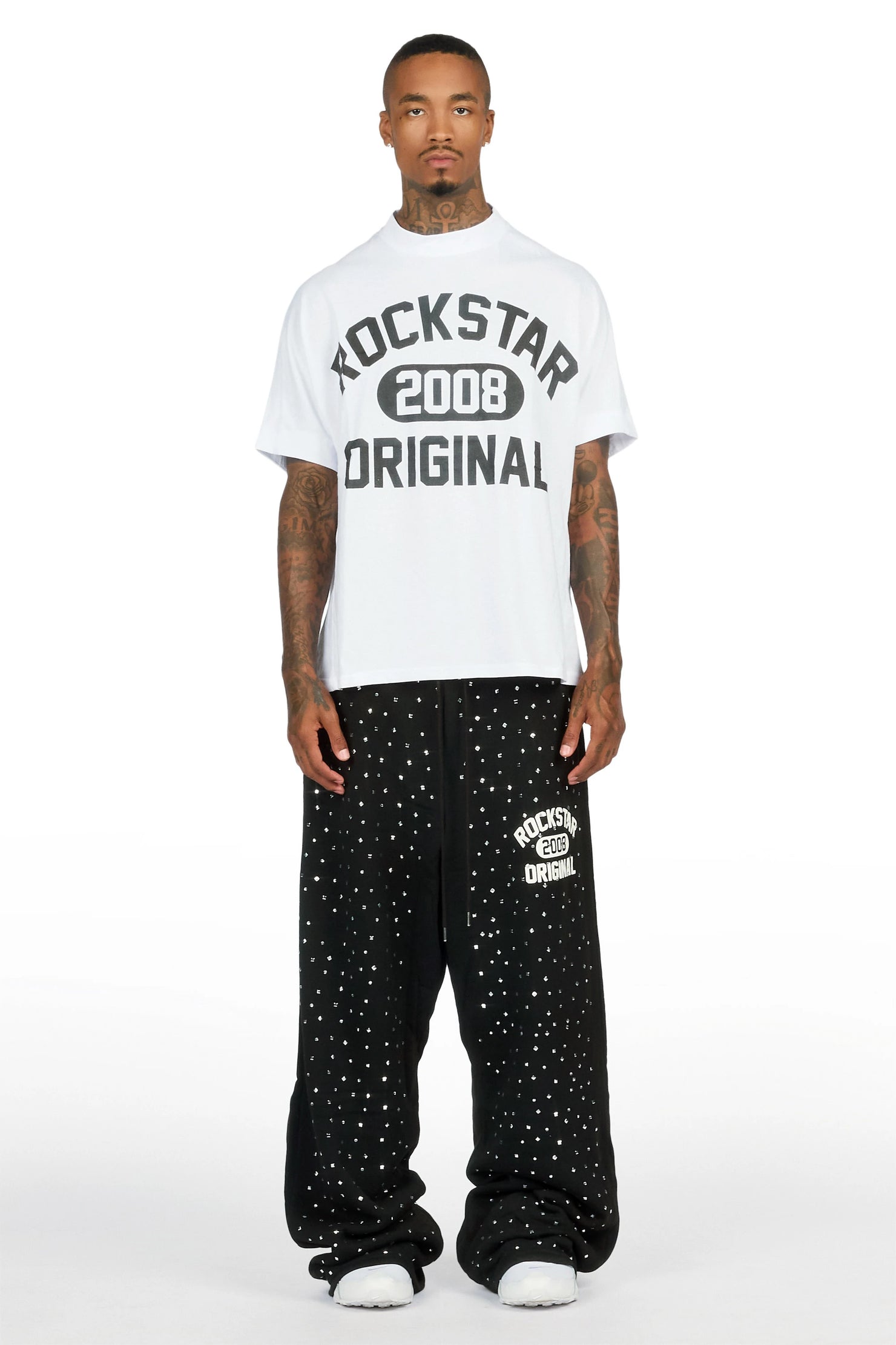 Eliel Black Rhinestone T-Shirt/Baggy Track Set