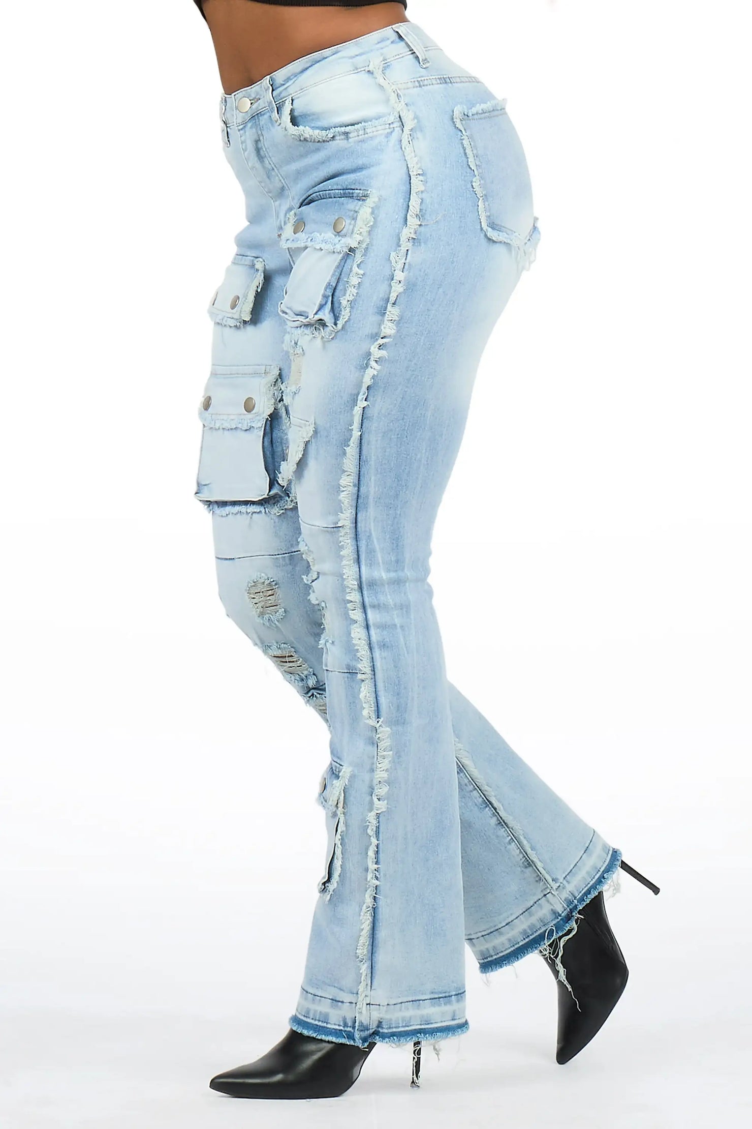 Nyxia Light Wash Cargo Super Stacked Jean