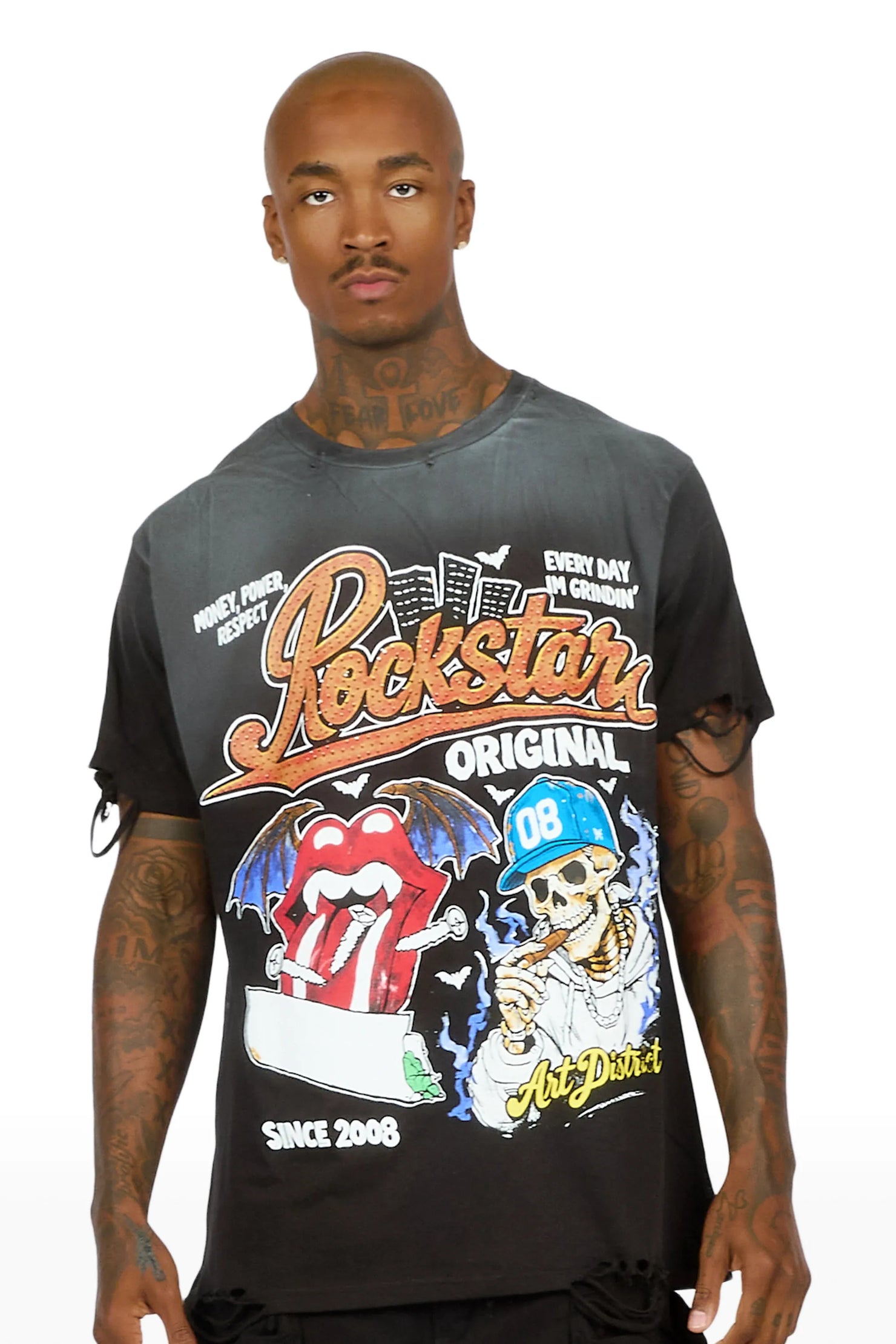 Batts Black Oversized Graphic T-Shirt