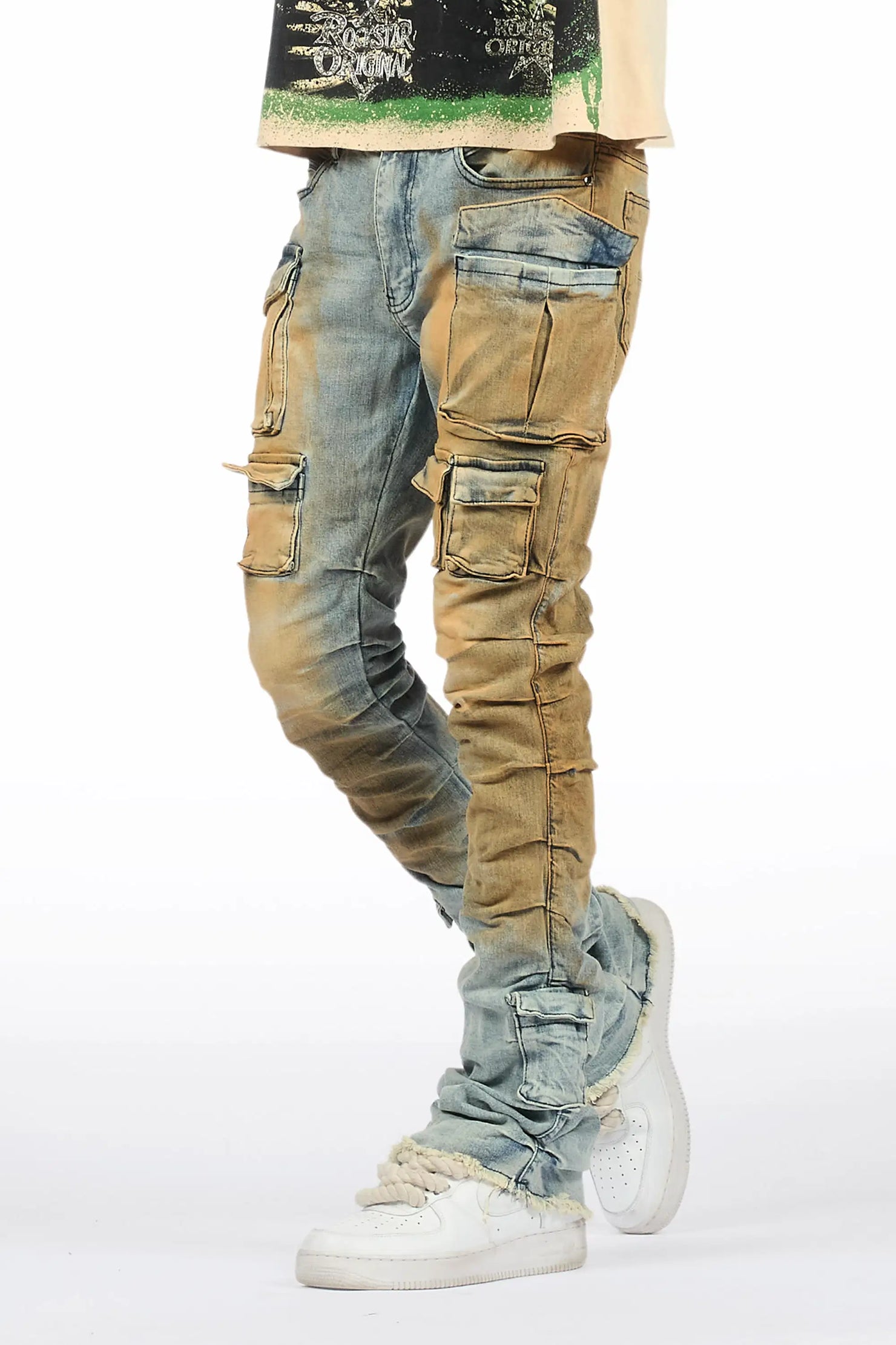 Gentry Dirty Blue Stacked Flare Jean