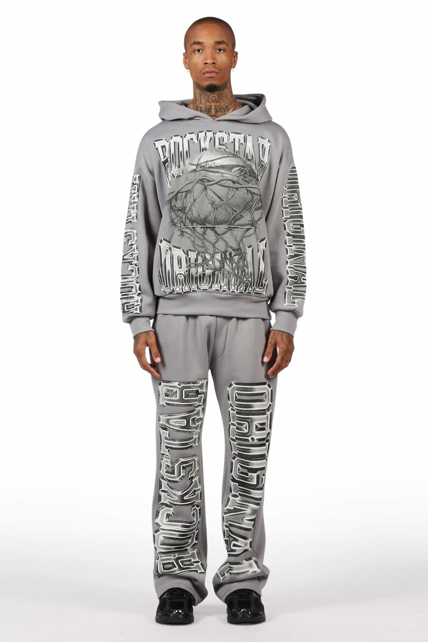Rleague Grey Hoodie/Baggy Pant Track Set