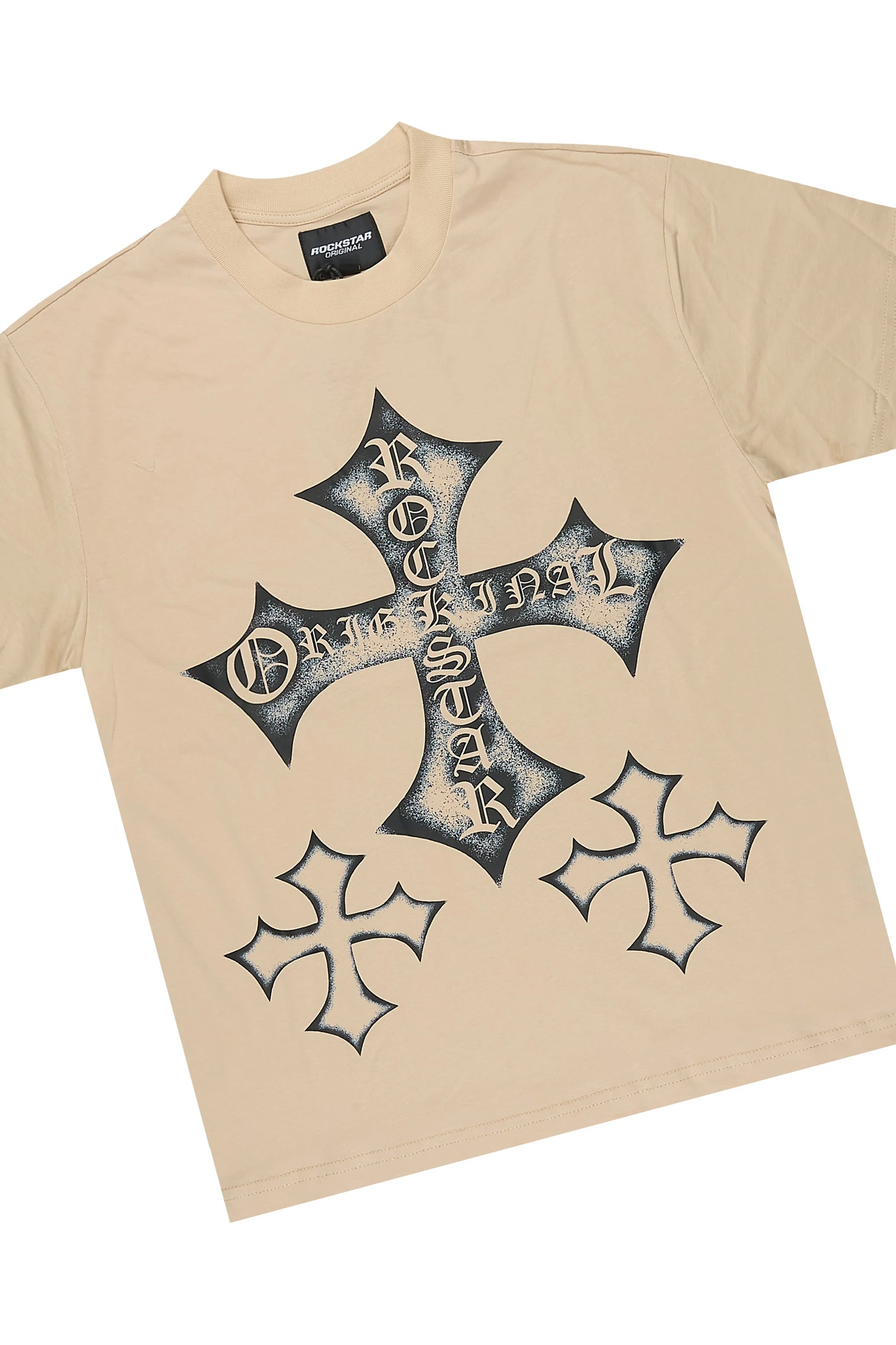Boys Marizon Beige Oversized T-Shirt/Short Set