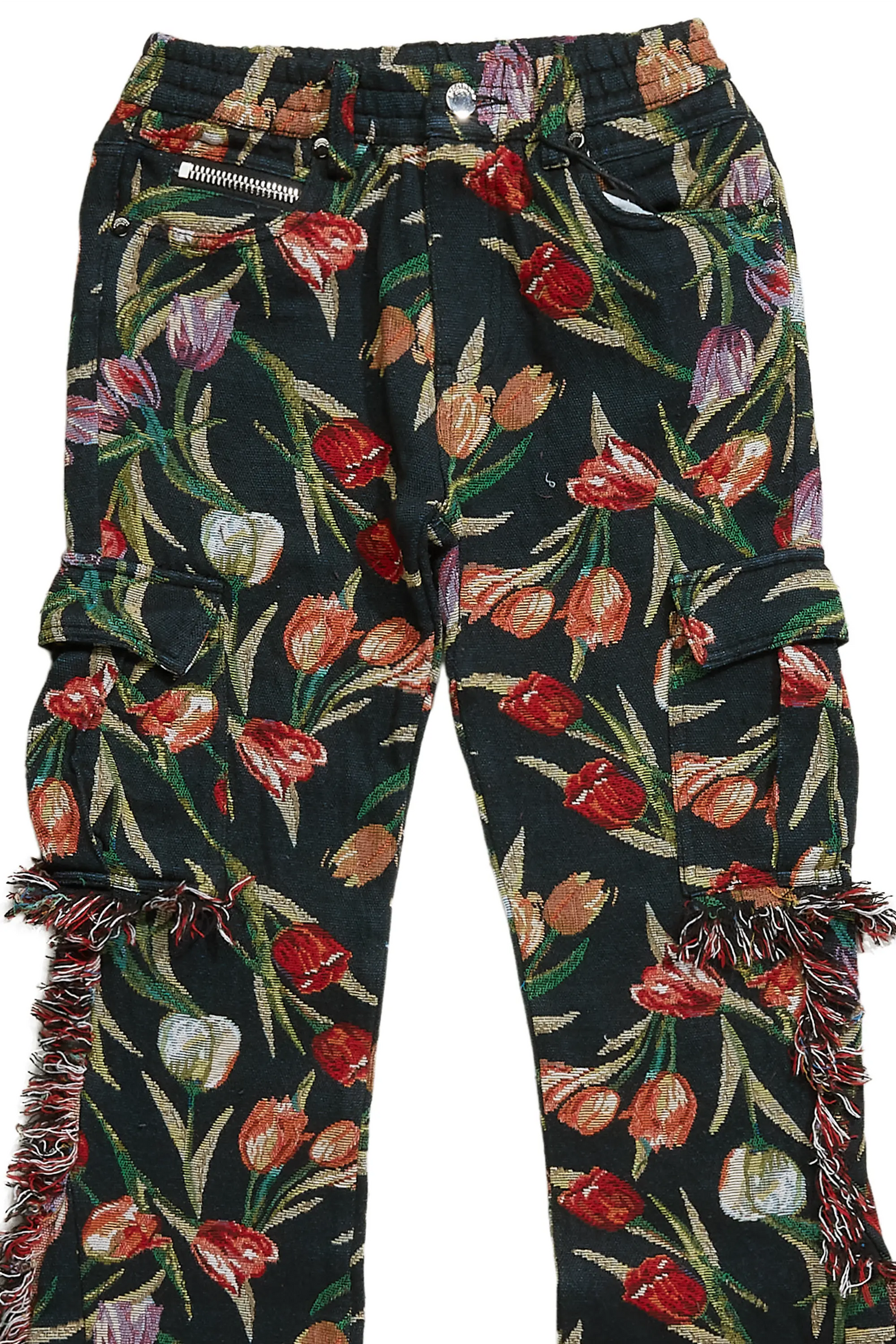 Boys Ayami Black Slim Tapestry Flare Pants