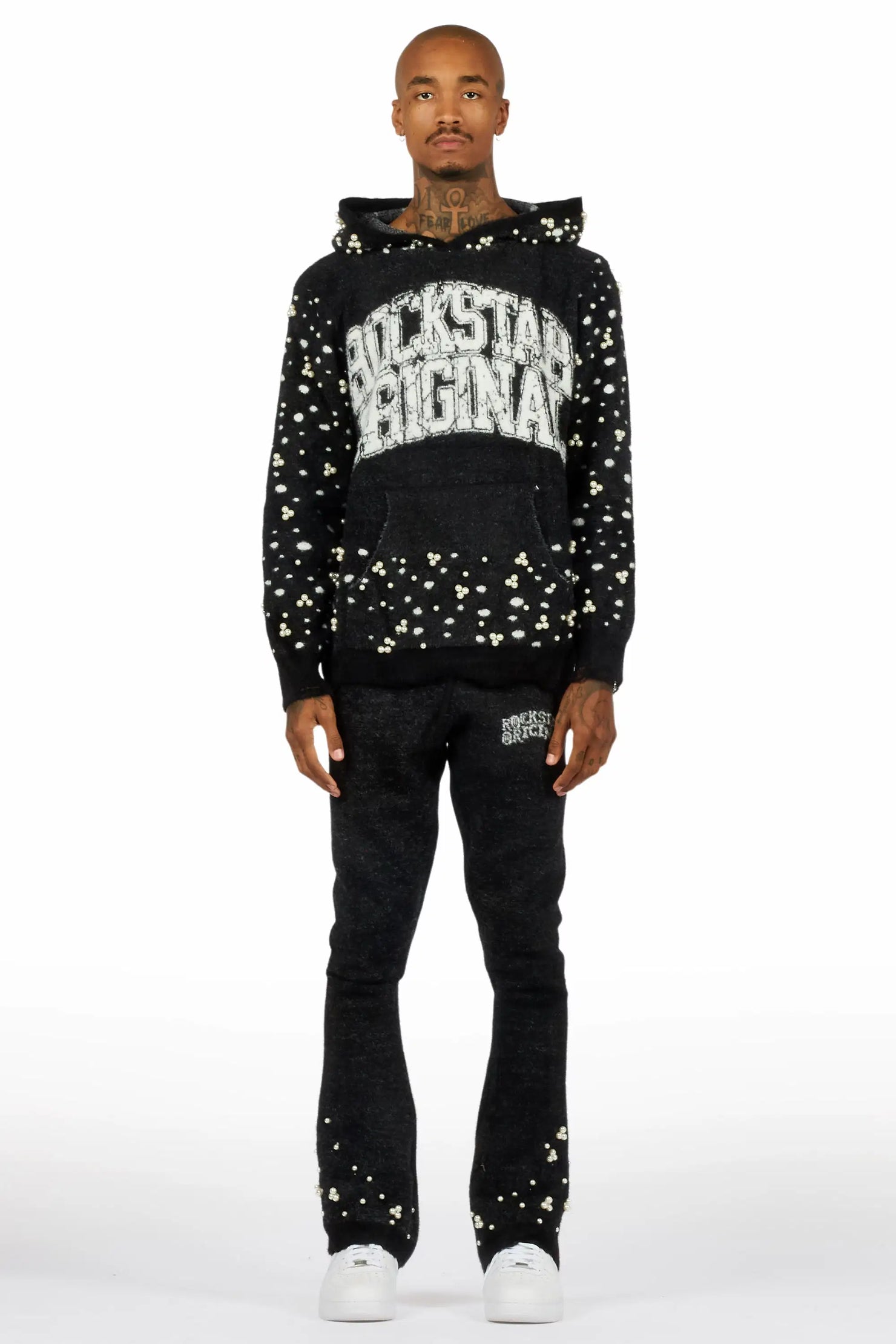 Peril Black Pearl Stone Hoodie Stacked Flare Track Set