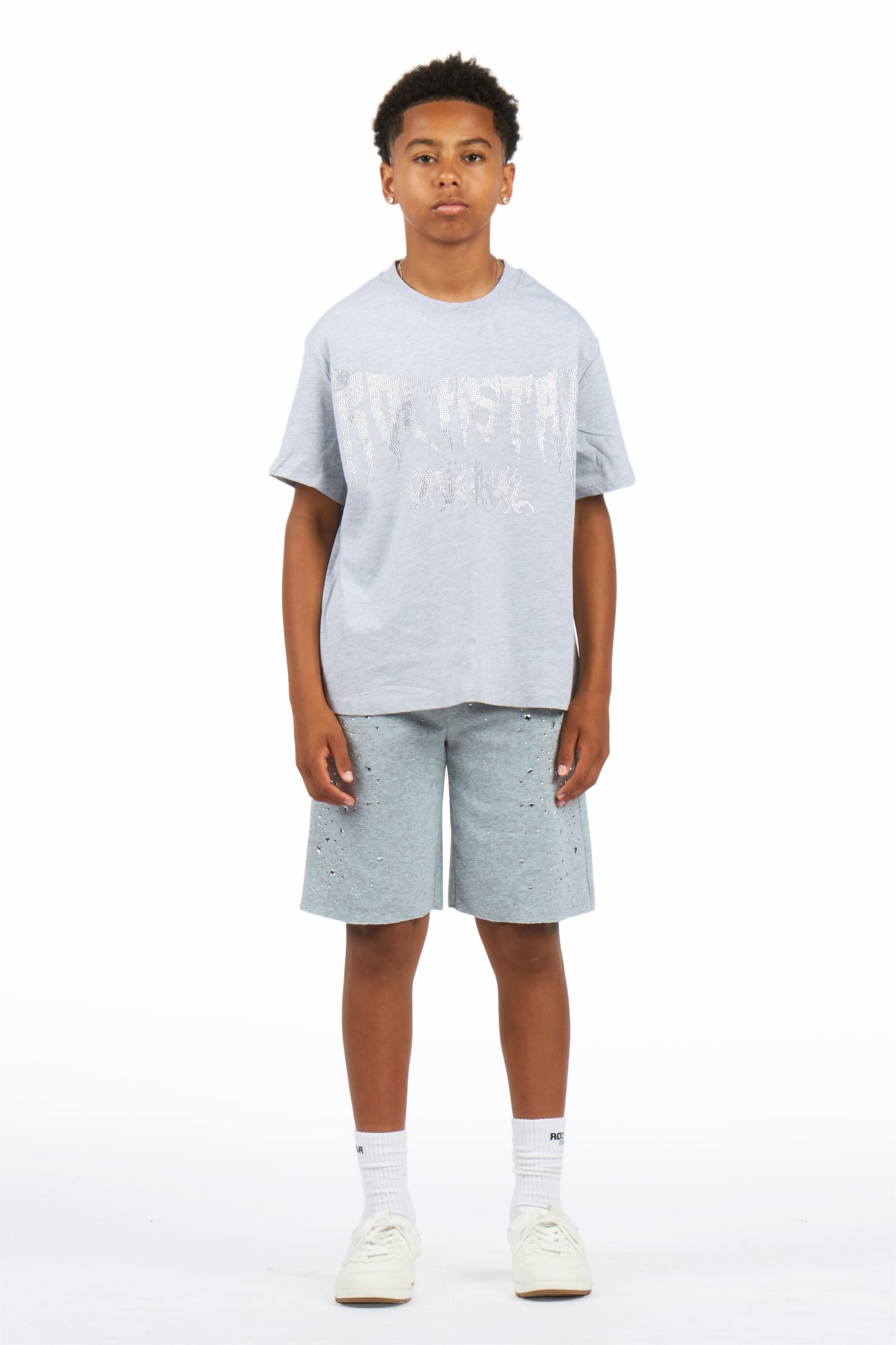 Boys Twinkle Grey Rhinestone Short Set