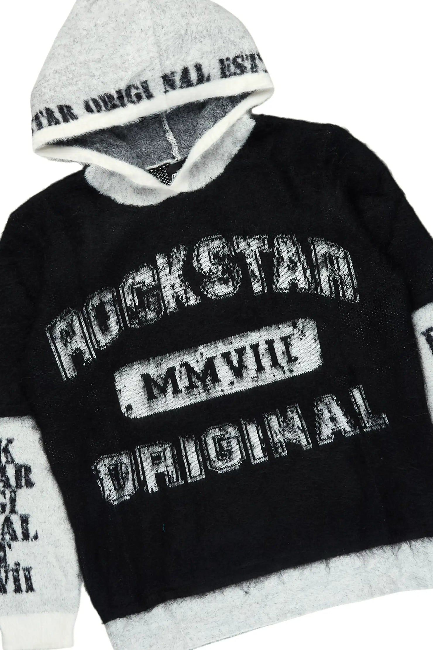 Steri Black Mohair Hoodie Stacked Flare Track Set