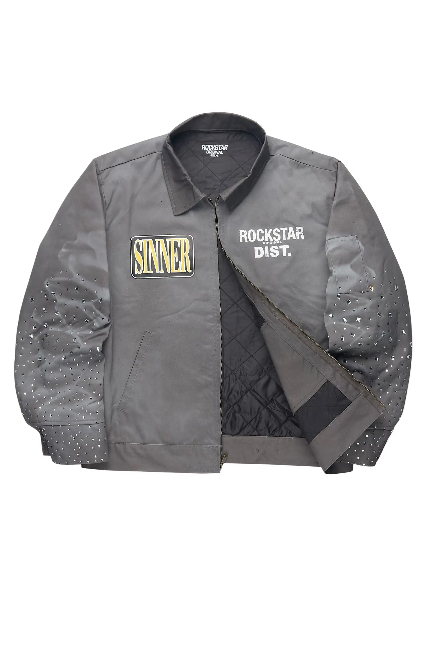Traval Dark Grey Rhinestone Workman Jacket