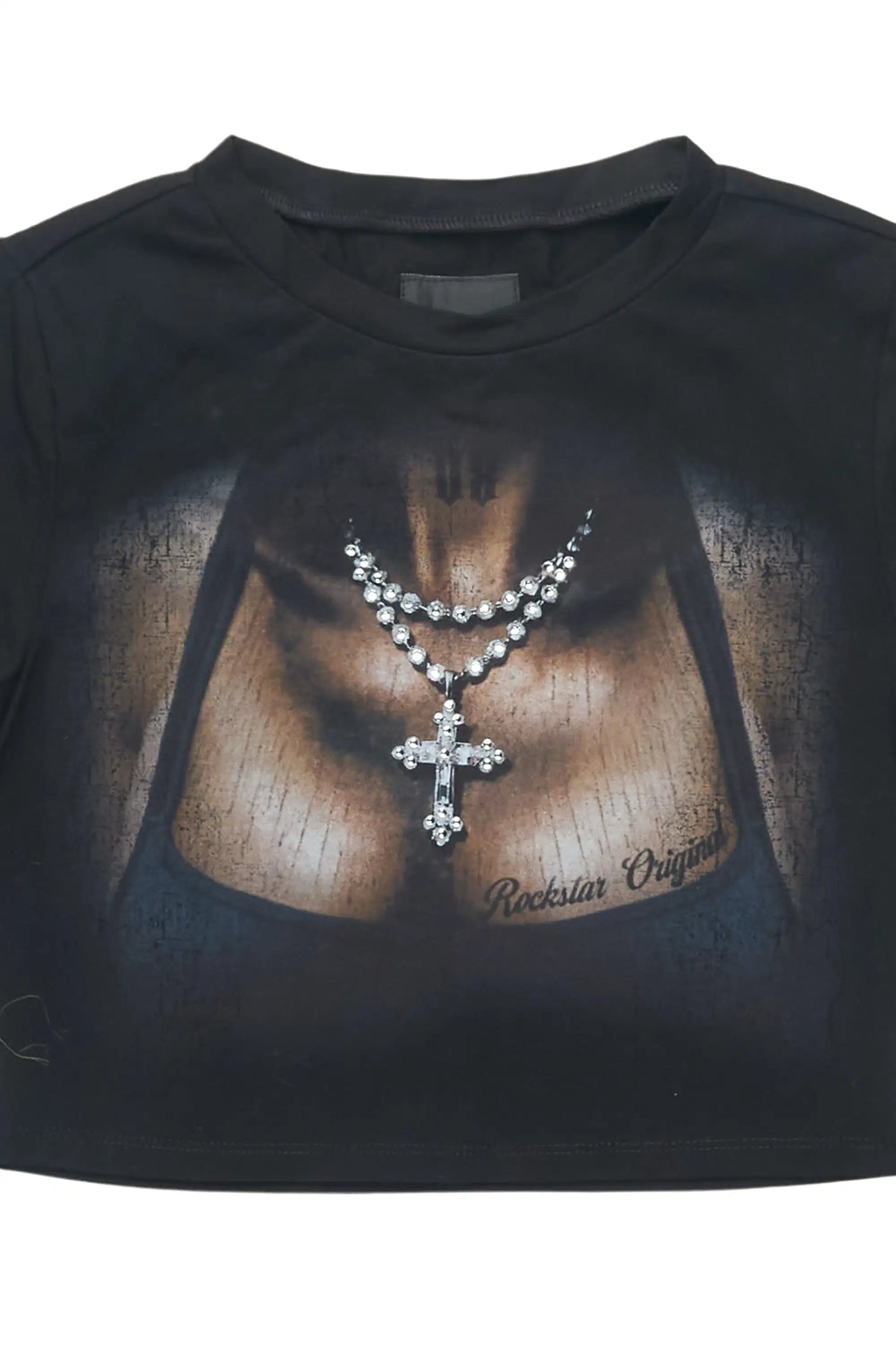 Krissena Black Rhinestone Baby Tee Shirt