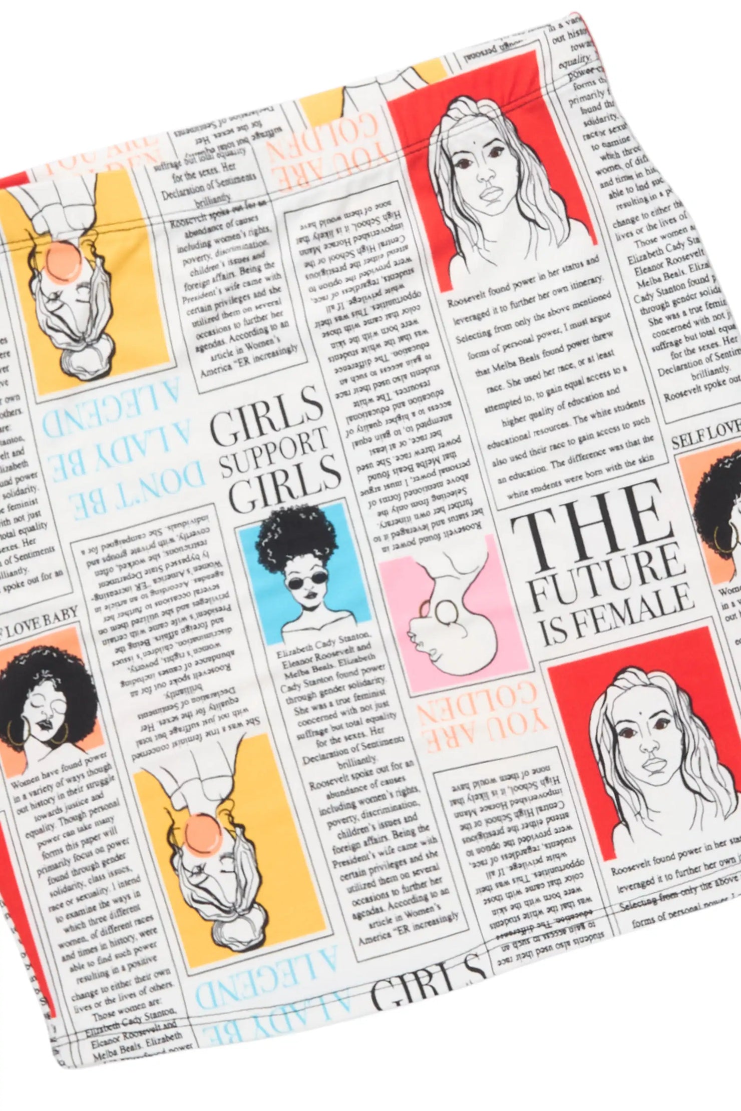 Rholanda Multi Newspaper Print Mini Skirt