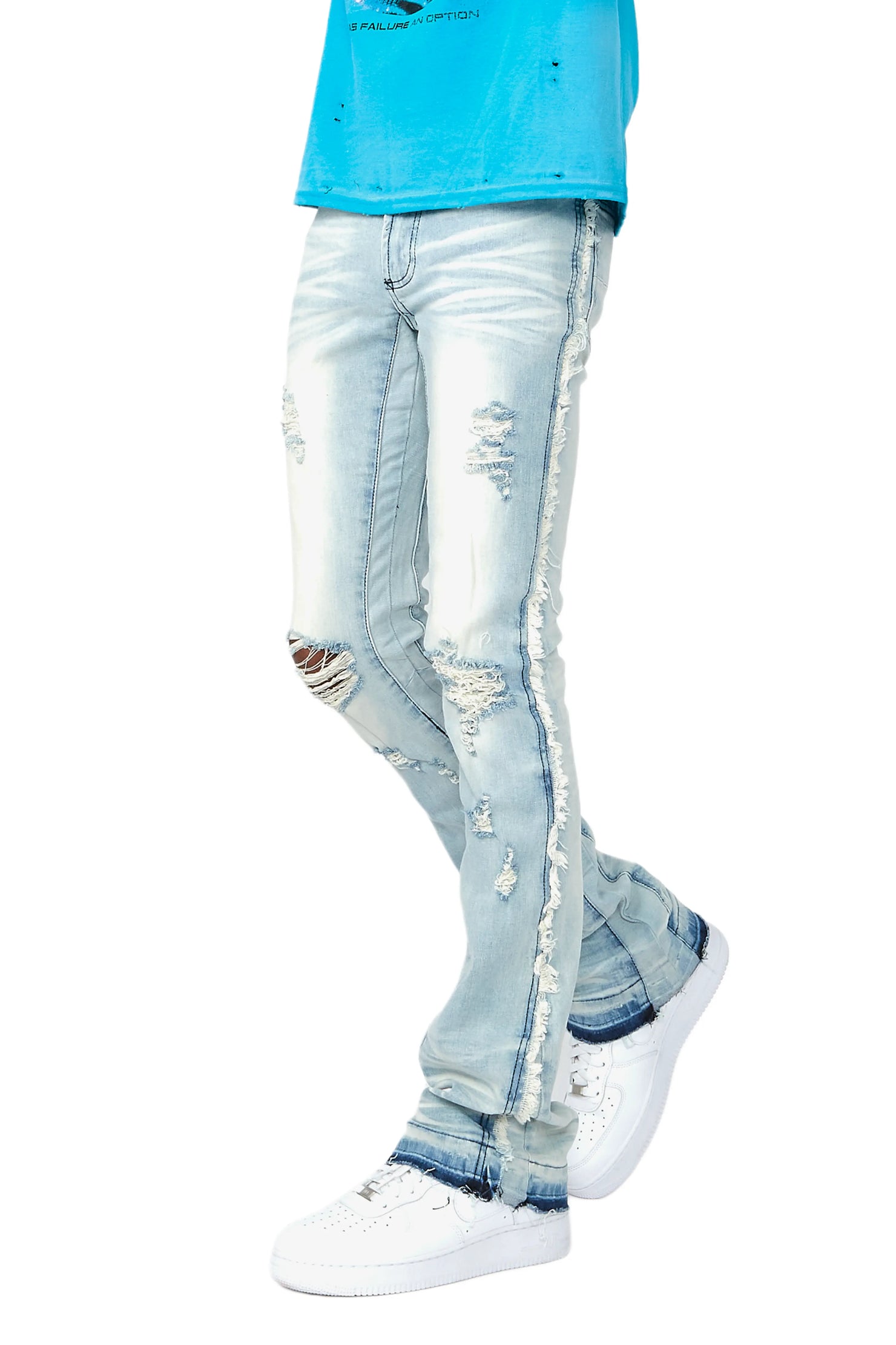 Zene Light Blue Stacked Flare Jean