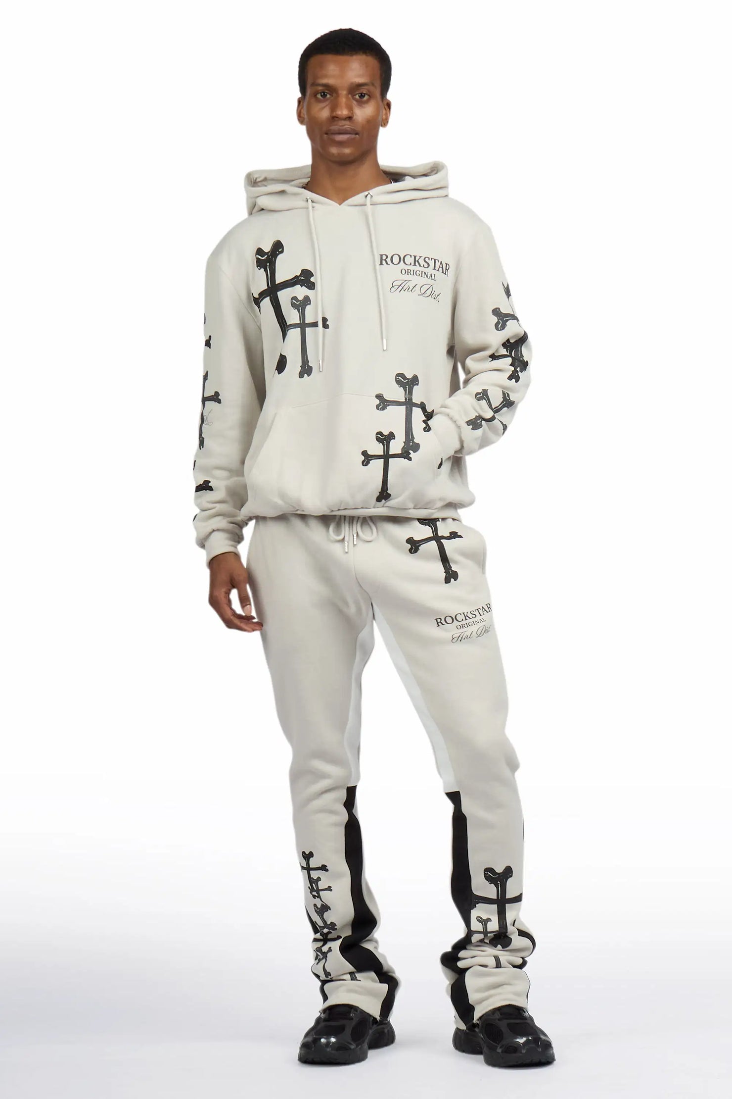 Olivier Concrete/Black Hoodie/Stacked Flare Track Set