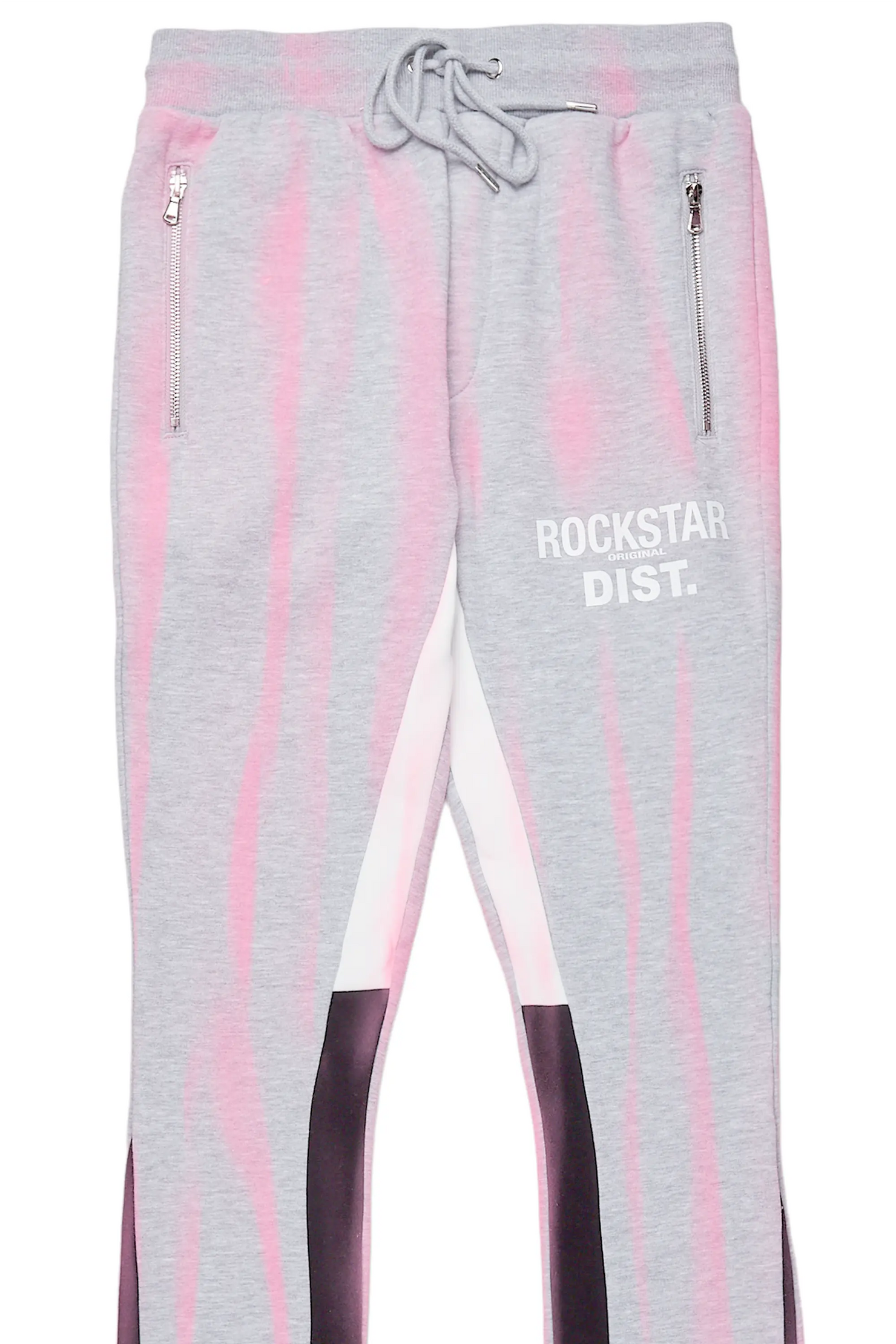 Firoz Heather Grey Graphic Stacked Flare Pant