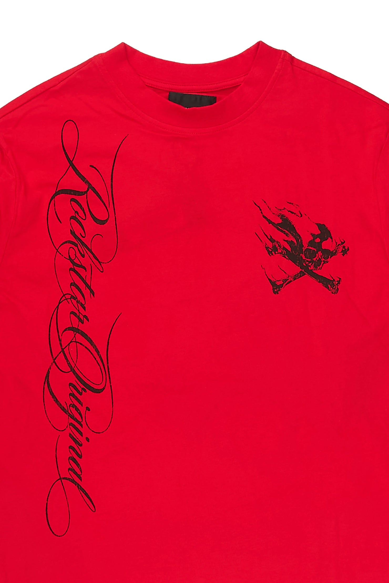 Boys Cobain Red/Black Long Sleeve Graphic T-Shirt