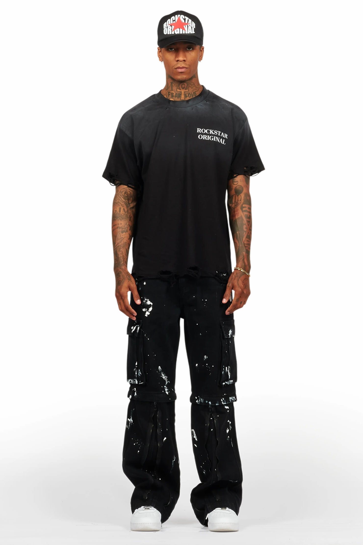 Rudo Black Painter Baggy Cargo Jean