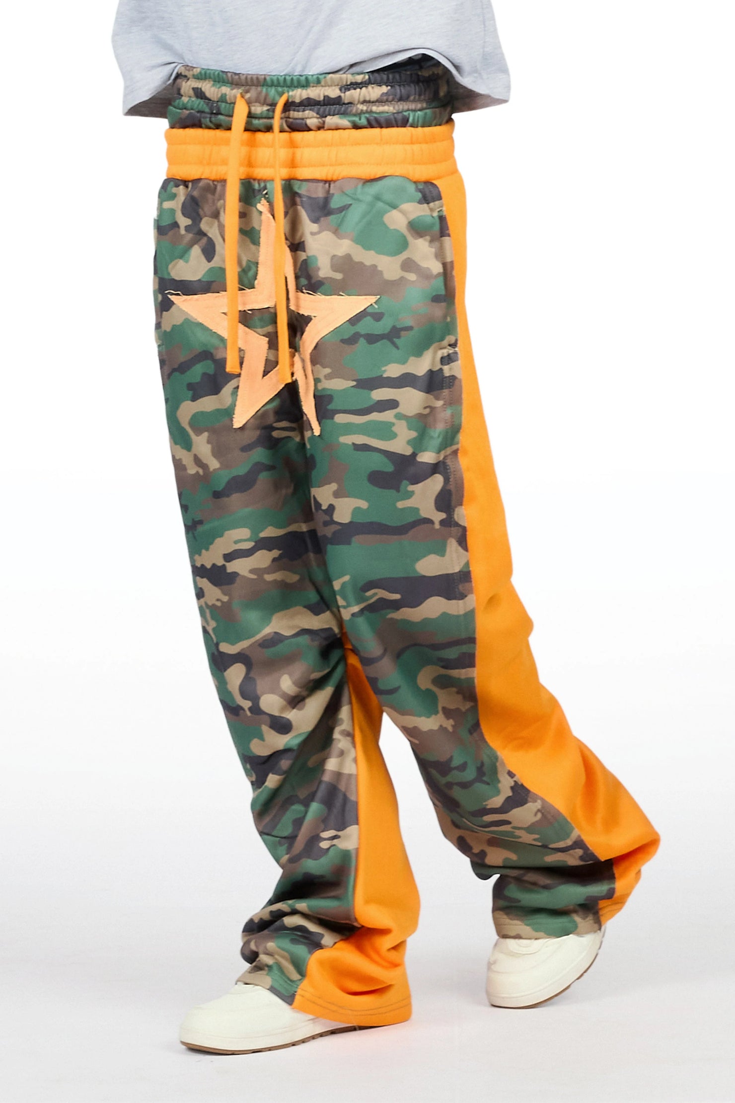 Boys Canaan Camo/Orange Double Waisted Baggy Track Pant