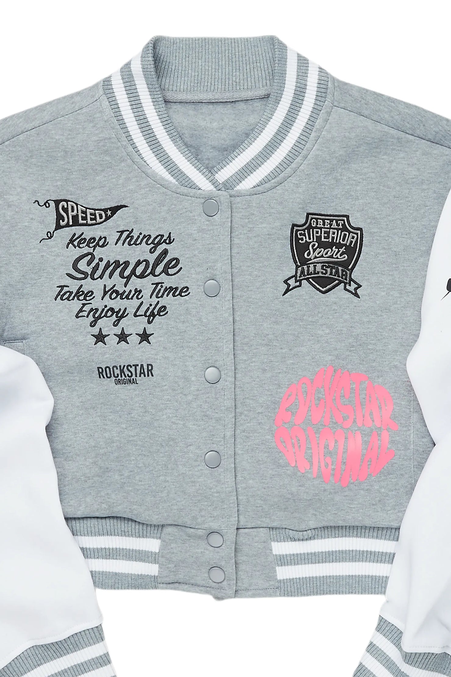 Talyka Heather Grey Varsity Jacket