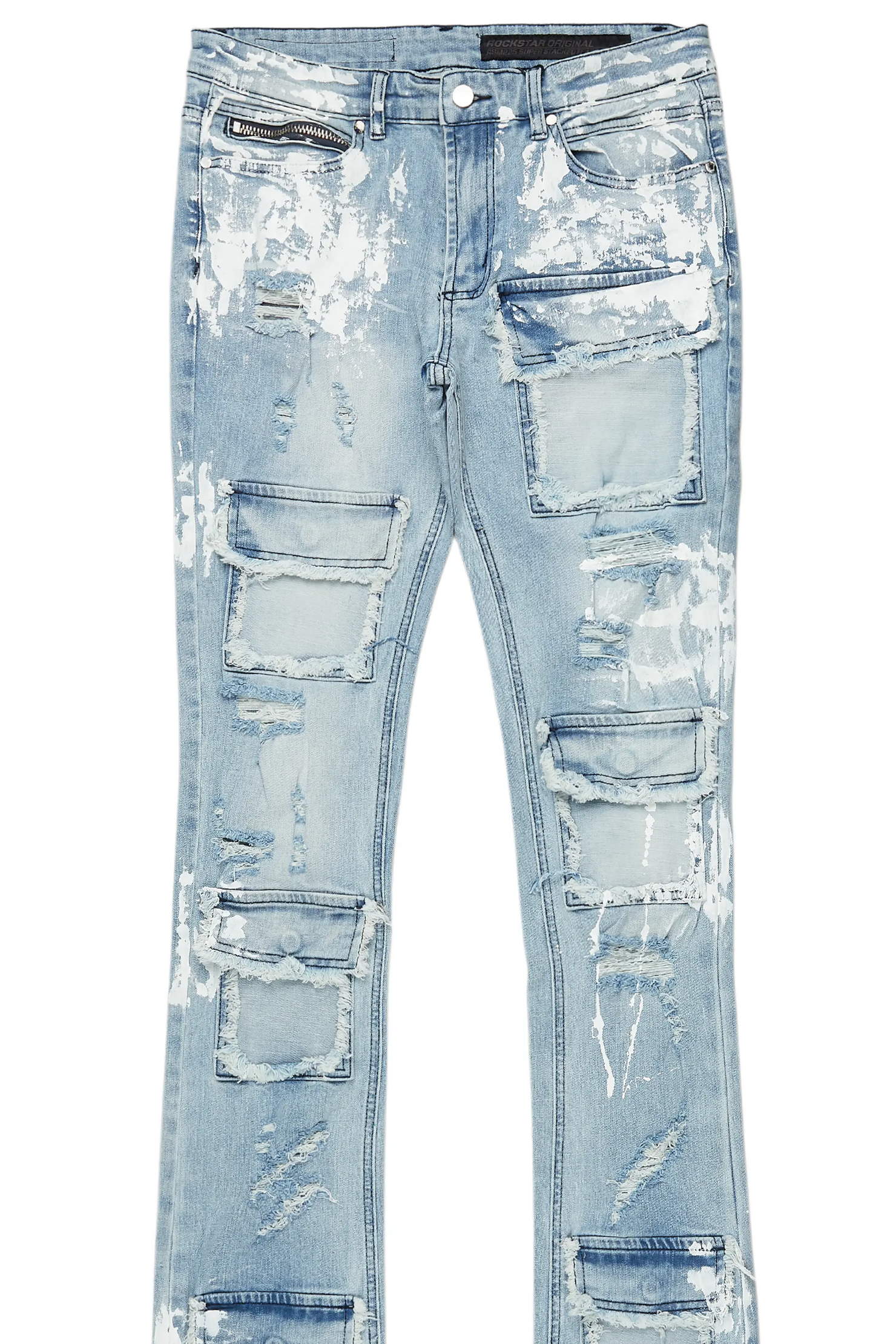 Edan Blue Painter Super Stacked Flare Jean