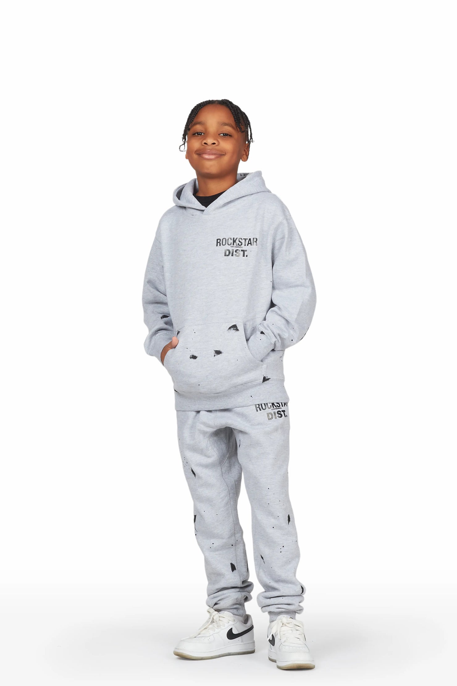 Boys Raffer Heather Grey Hoodie Track Set