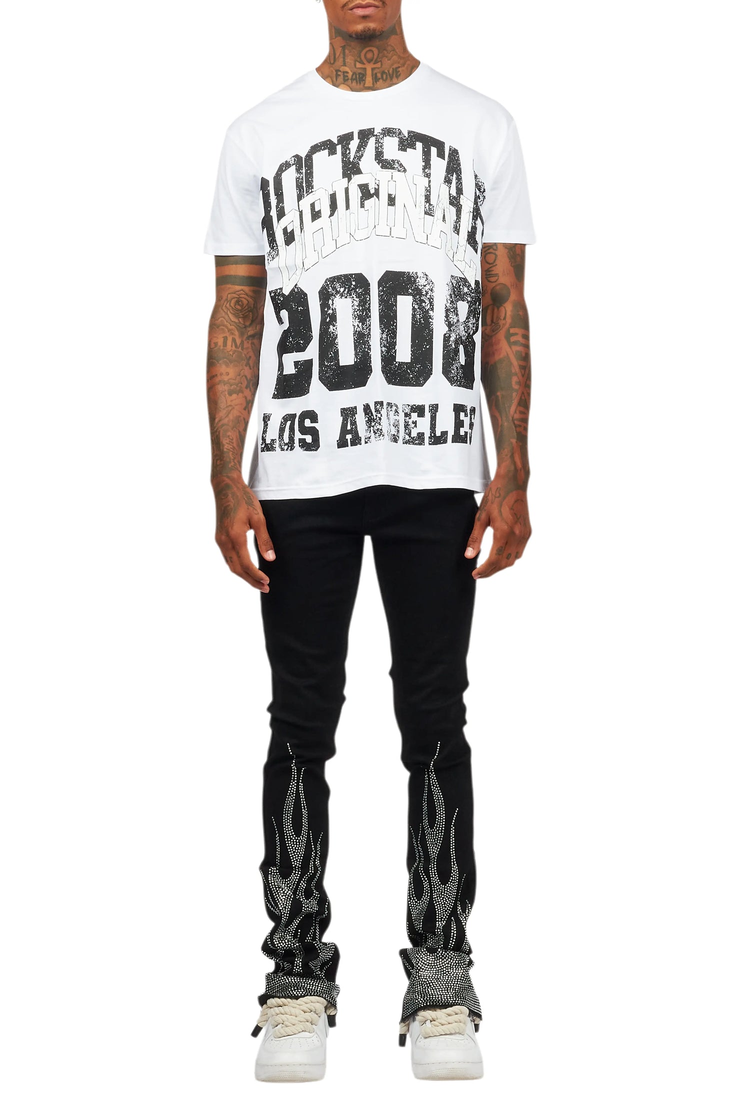 Samba Black Rhinestone Stacked Flare Jean