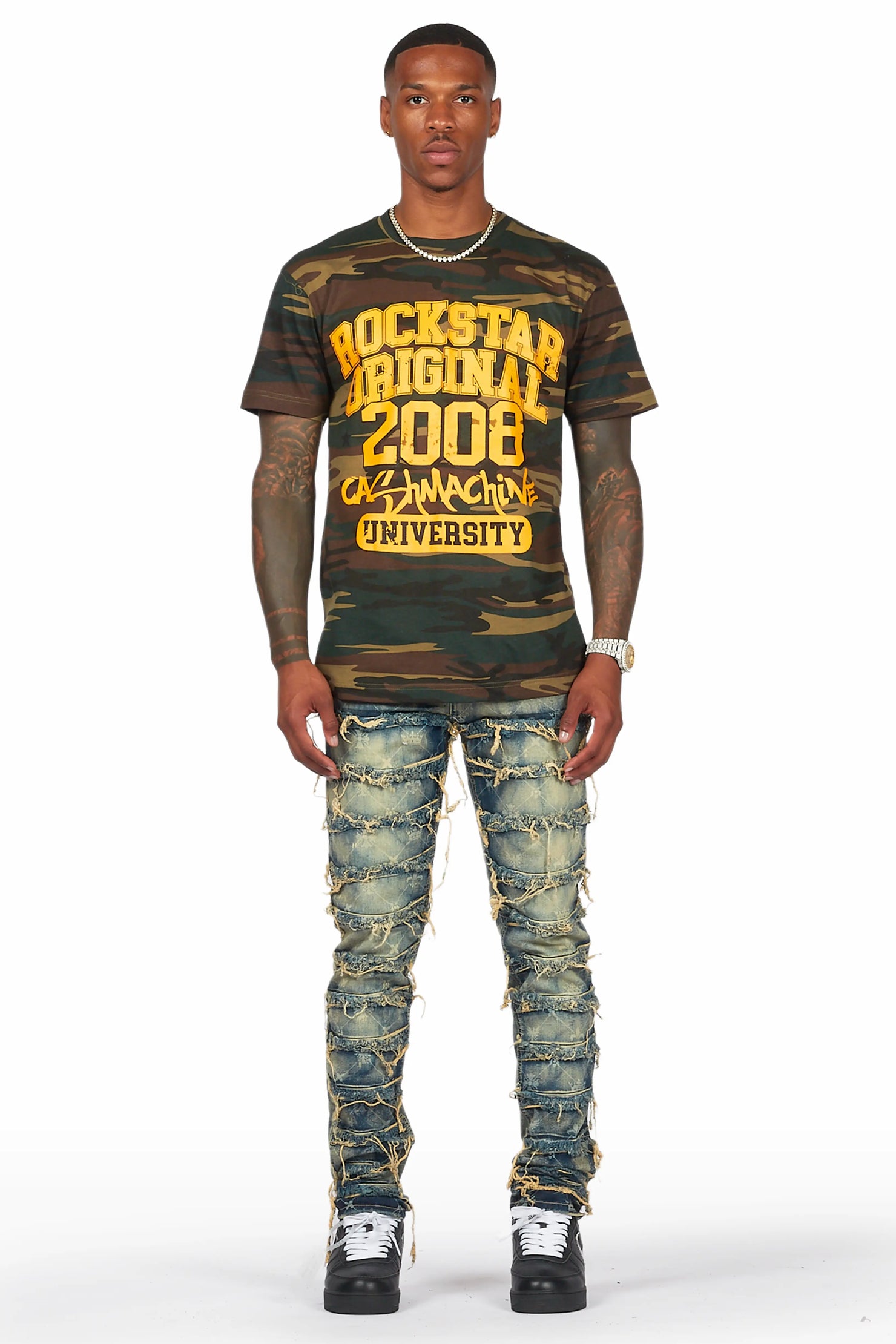 Pasha Indigo Slim Fit Frayed Jean