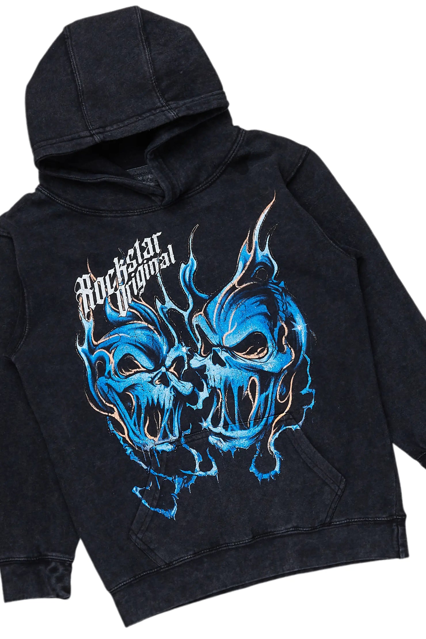 Boys Texastea Vintage Black Hoodie/Stacked Flare Jean Set