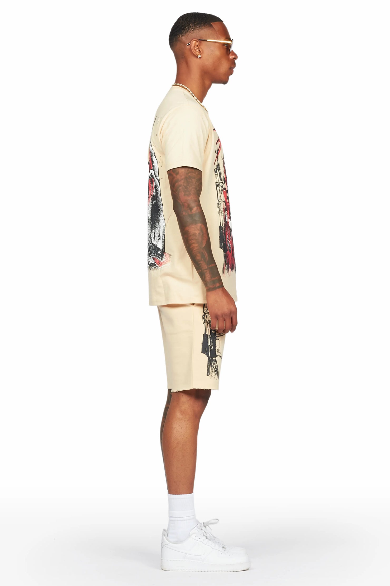 Turquil Beige T-Shirt/Short Set