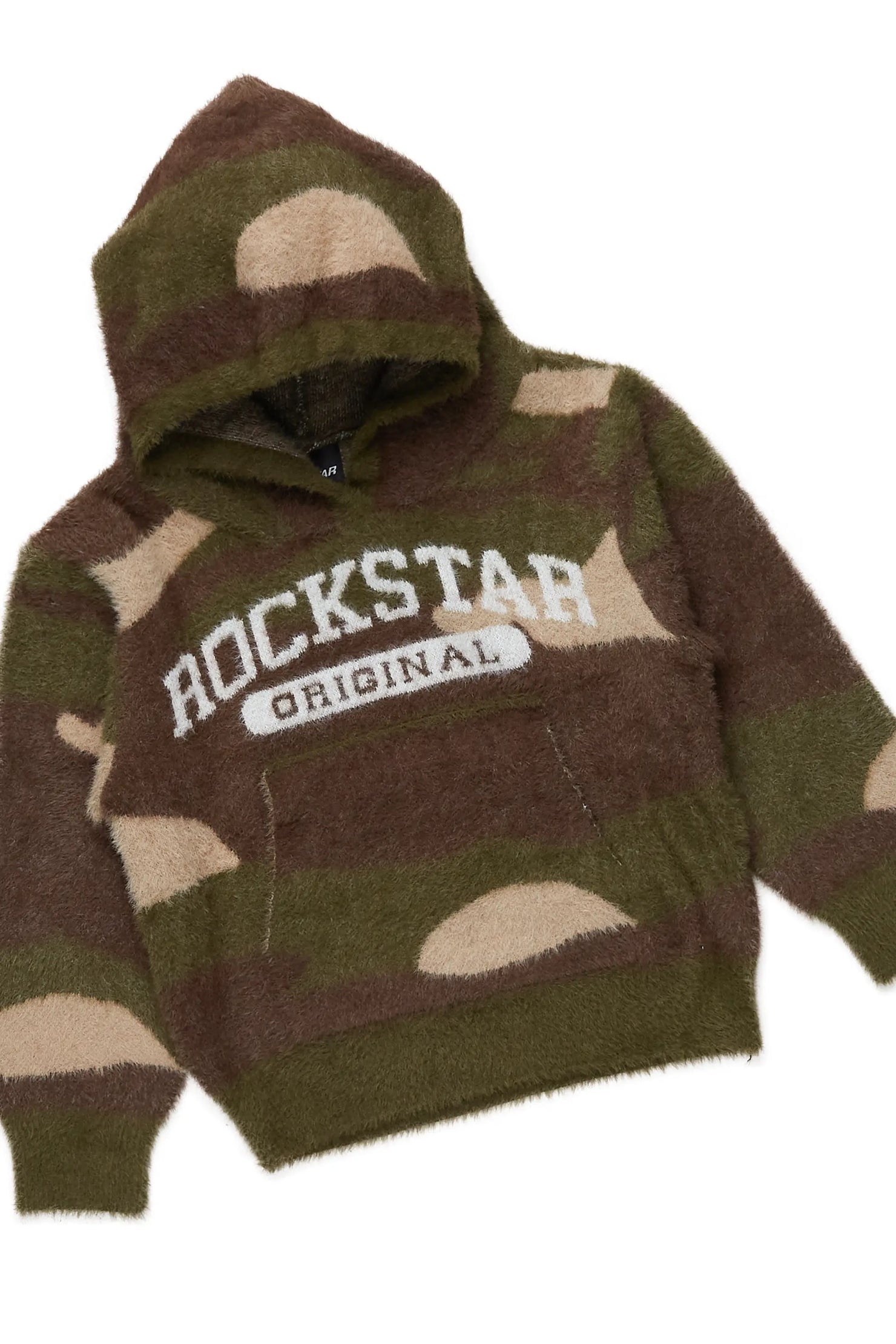 Boys Member Green Camo Stacked Flare Knitted Mohair Track Set