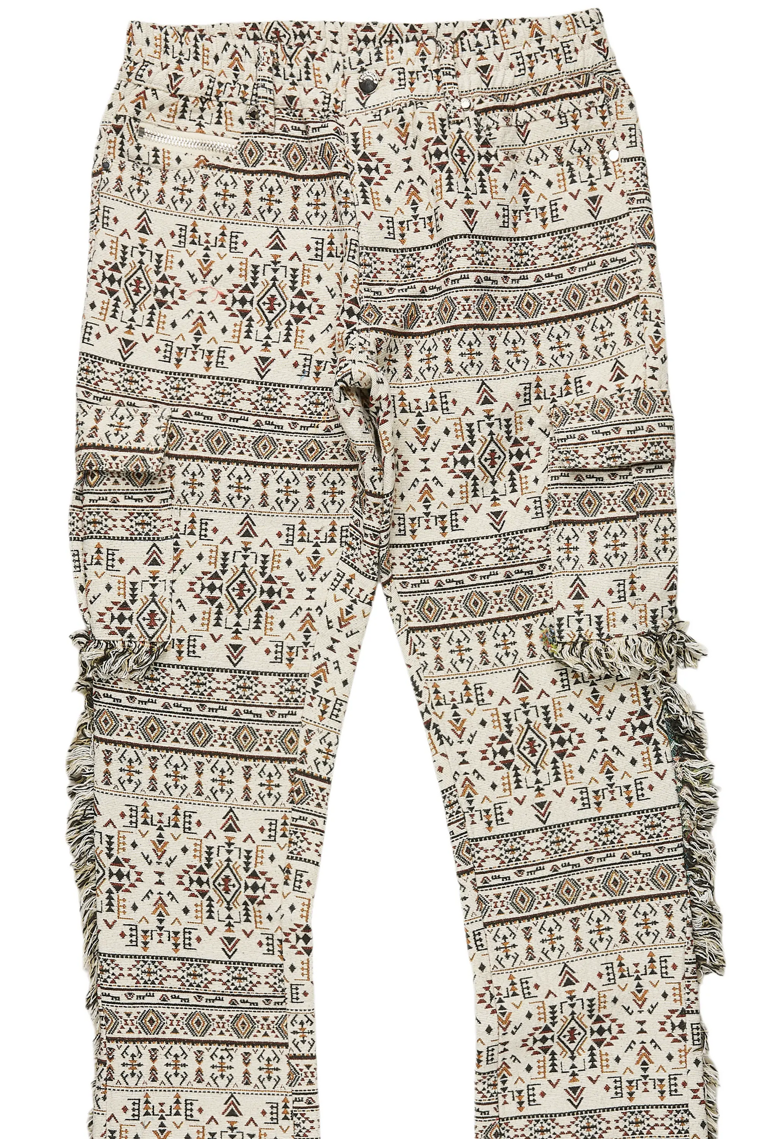 Ayaki Beige Slim Tapestry Flare Jean