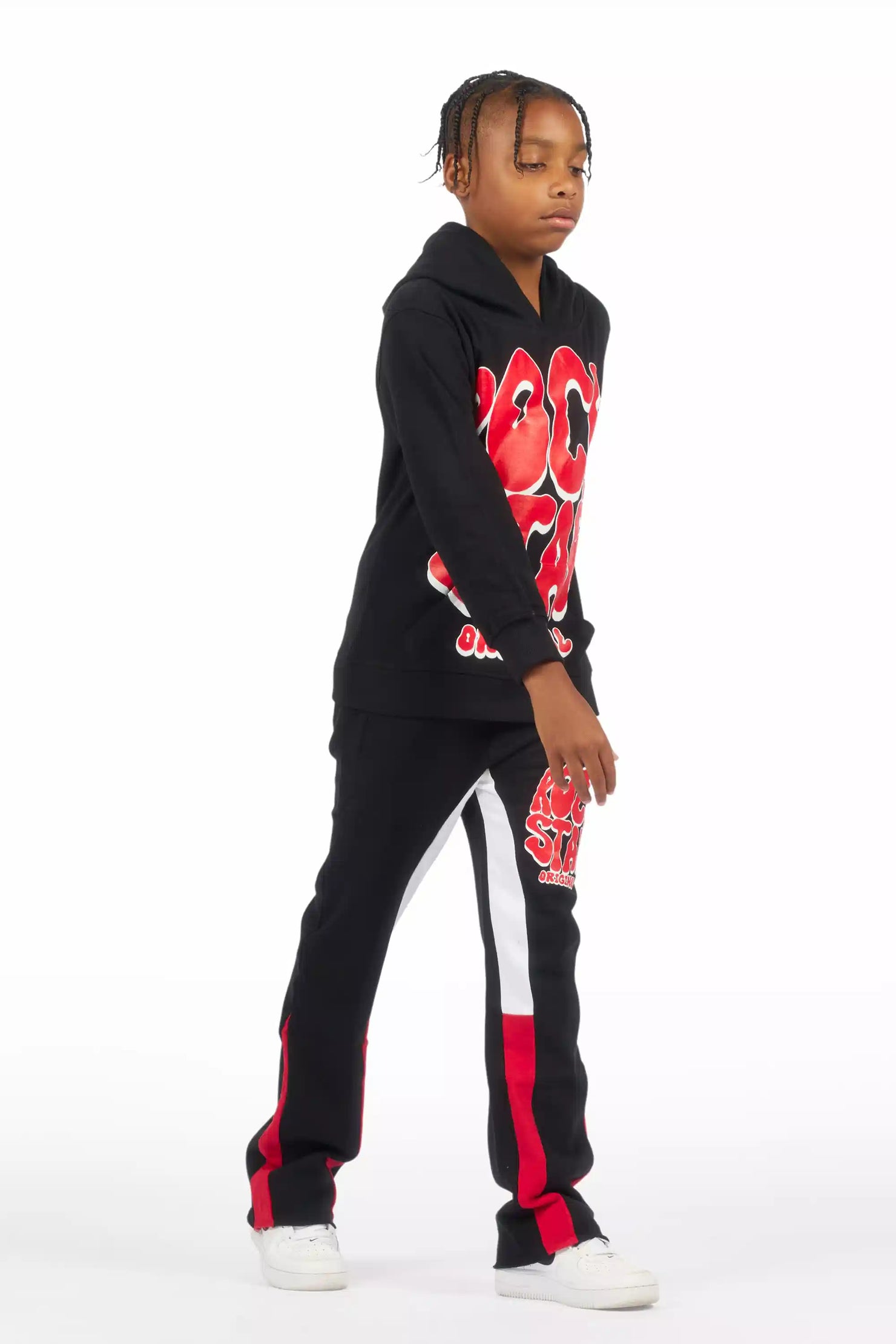 Boys Warblen Black/Red Stacked Flare Track Set