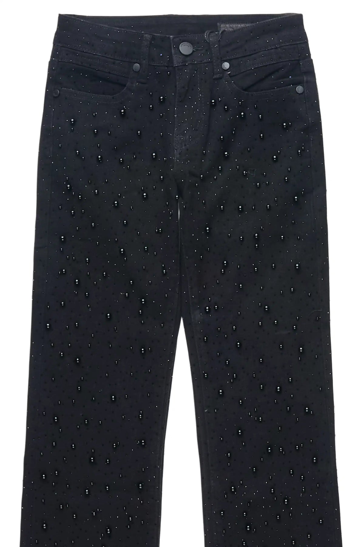 Boys Demir Black Rhinestone Stacked Flare Jean