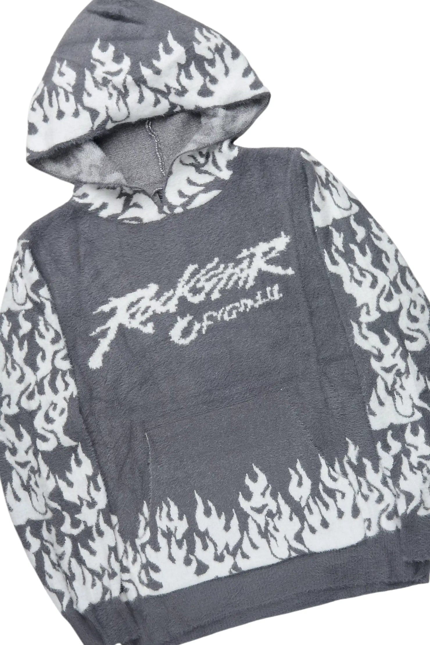 Yash Grey Hoodie Stacked Flare Track Set